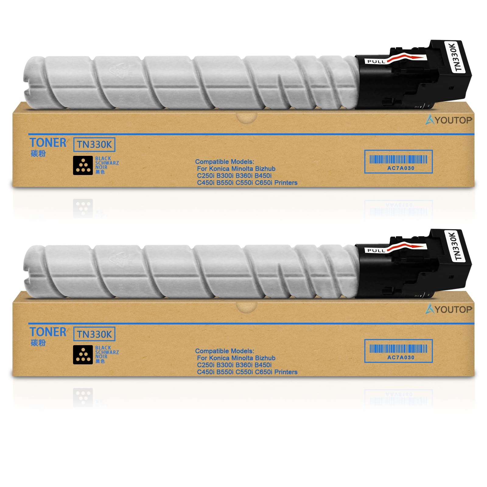 2PK TN-330 Black Toner Cartridge (AC7A030) Replacement for Konica Minolta Bizhub C250i B300i B360i B450i C450i B550i C550i C650i Printers - 28,000 Page Yield - High-Quality Office & Home Printing Solution