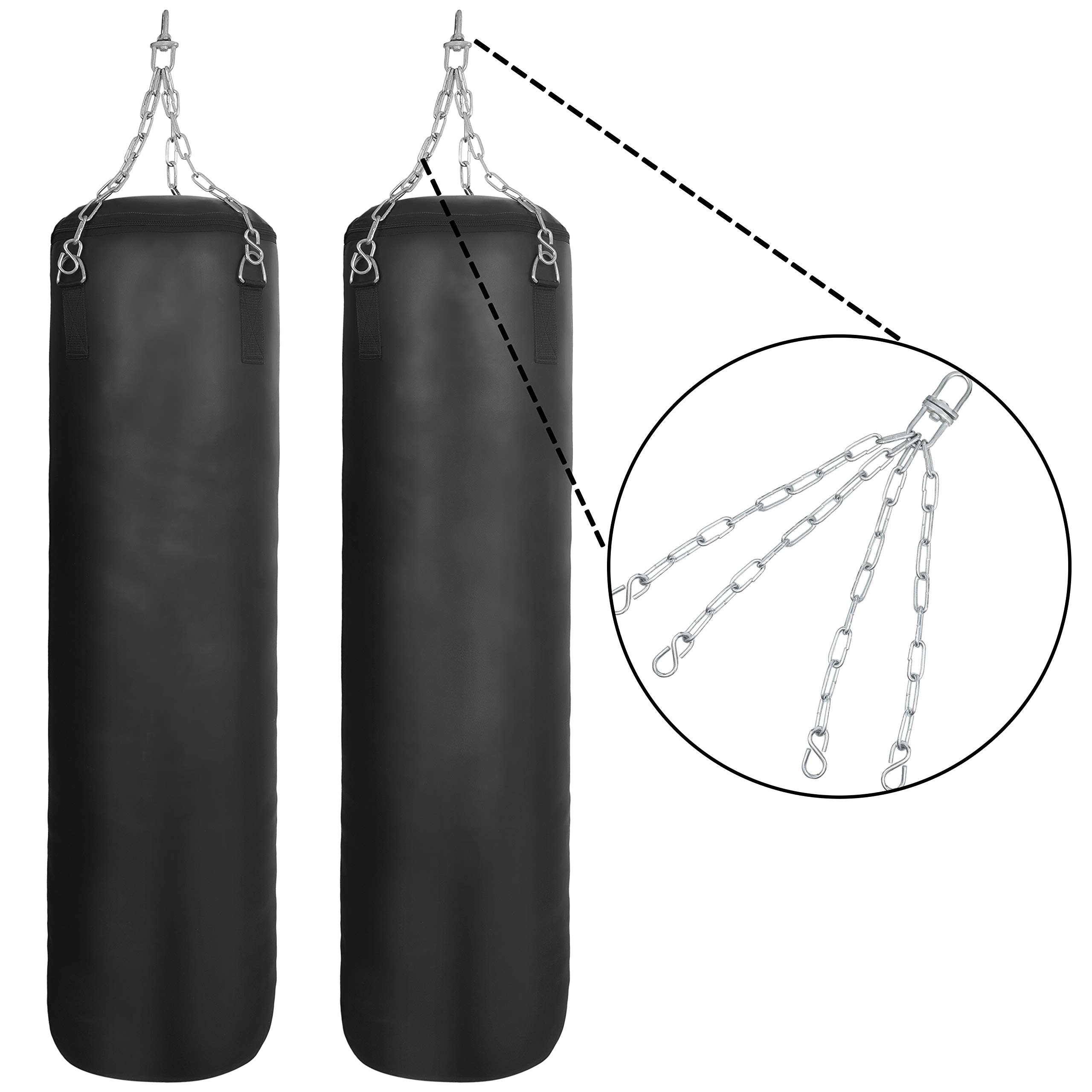 UNFILLED Boxing Punching Bag Set 4FT 5FT 6FT - Heavy Duty MMA Training Bag with Hanging Chain & Punch Mitts for Kickboxing, Muay Thai, Martial Arts - Perfect for Home Gym, Boxing Training & Fitness Workouts