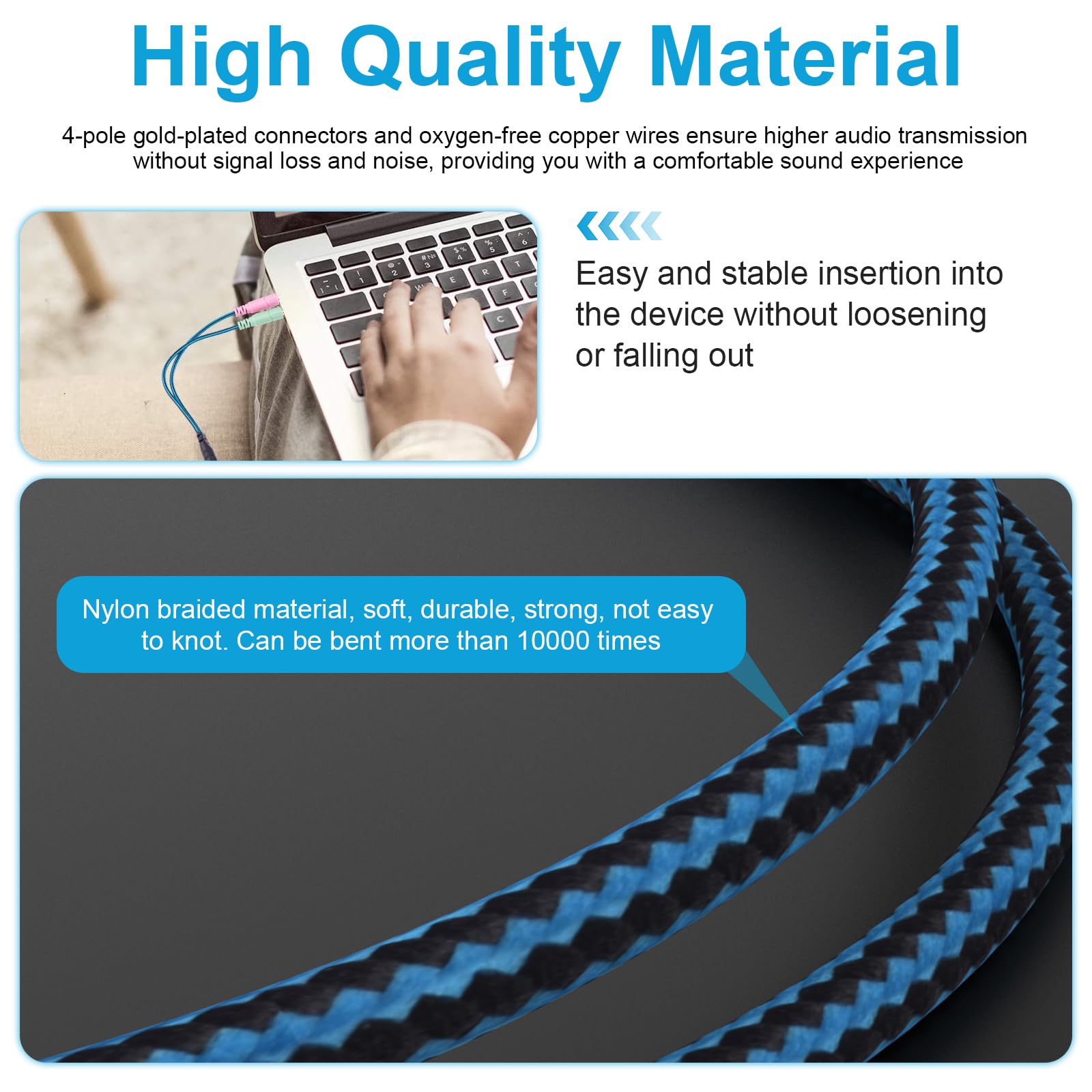 SteelSeries Arctis 5 Replacement Cable - Compatible with Arctis 3/5/7/Prime/Pro Wireless Gaming Headset - 3.5mm Audio Splitter Cord (6.6ft) for PC, PS4, PS5, Xbox - Perfect for Gaming, Streaming & Online Meetings