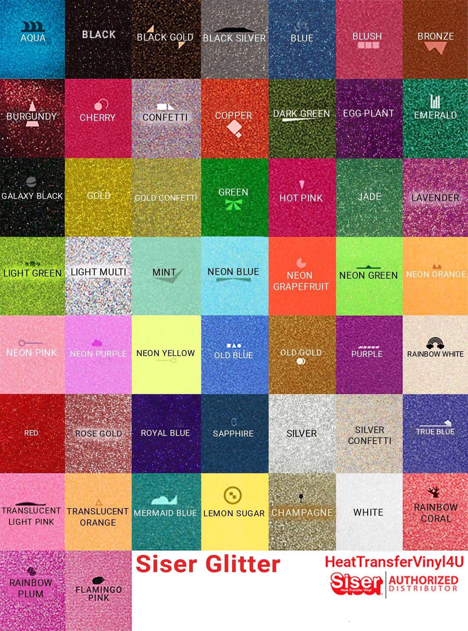 Siser Glitter Iron On Heat Transfer Vinyl Roll - 12 Inches x 25 Yards (11.8