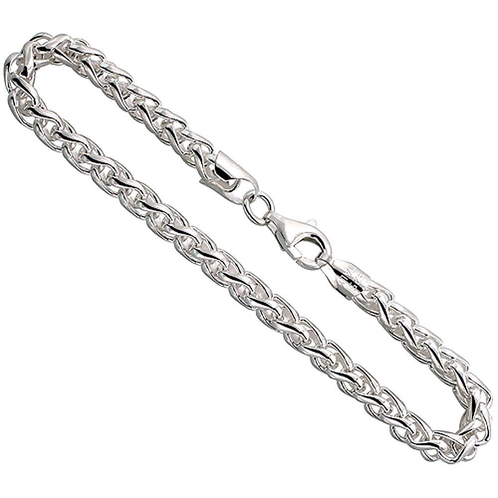 Sterling Silver 5mm Spiga Wheat Chain Necklace & Bracelet Set for Men and Women - Nickel Free Italian Crafted Jewelry - Perfect for Gifts, Weddings, and Everyday Wear