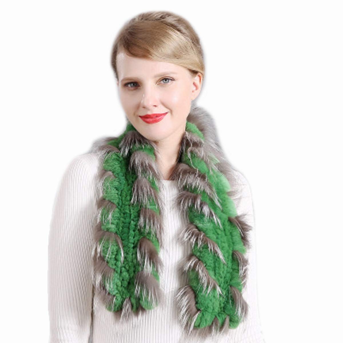 Luxury Real Rex Rabbit Fur Scarf & Fox Fur Neckerchief for Women - Ultra Soft Winter Warm Fashion Accessory for Wedding, Party & Holiday Outfits