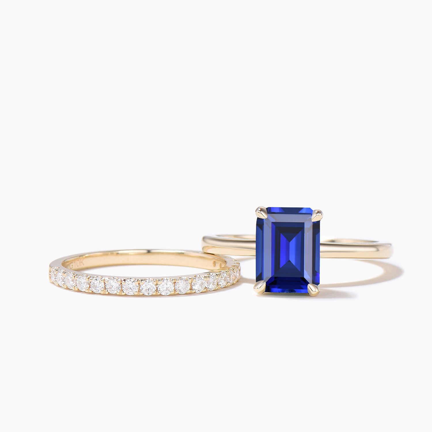 2CT Emerald Cut Blue Sapphire Solitaire Engagement Ring for Women - Hidden Halo Wedding Band, Anniversary Gift, Bridal Jewelry for Proposals & Special Occasions