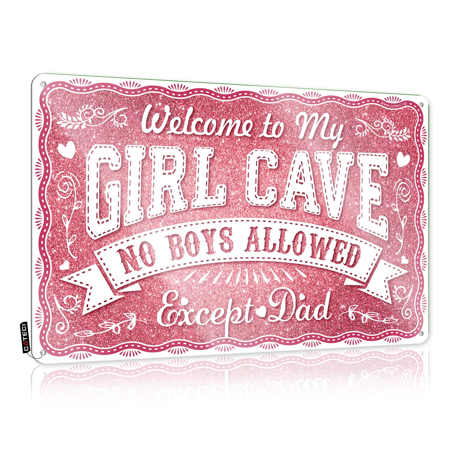 Cute No Boys Allowed Except Daddy Sign - Kawaii Girl Cave Decor for Teen Bedroom, Door & Wall (12x8 Inch) - Perfect for Girls Room, Dorm Decor & Gift Ideas