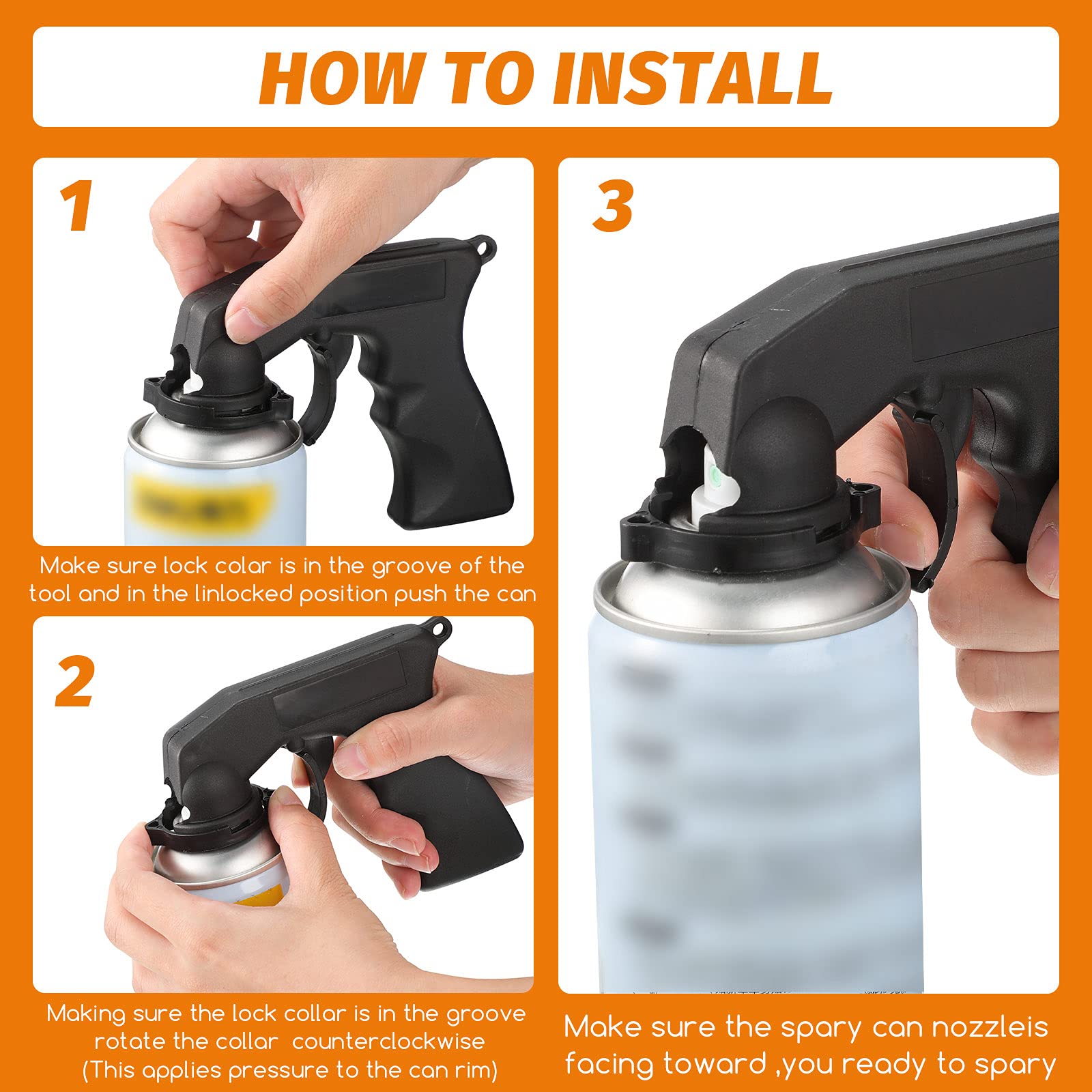 2 Pack Spray Can Handle Trigger - Ergonomic Full Grip Paint Sprayer Adapter for Aerosol Cans (Black & Yellow) - Perfect for DIY Painting, Automotive Touch-ups & Home Improvement Projects