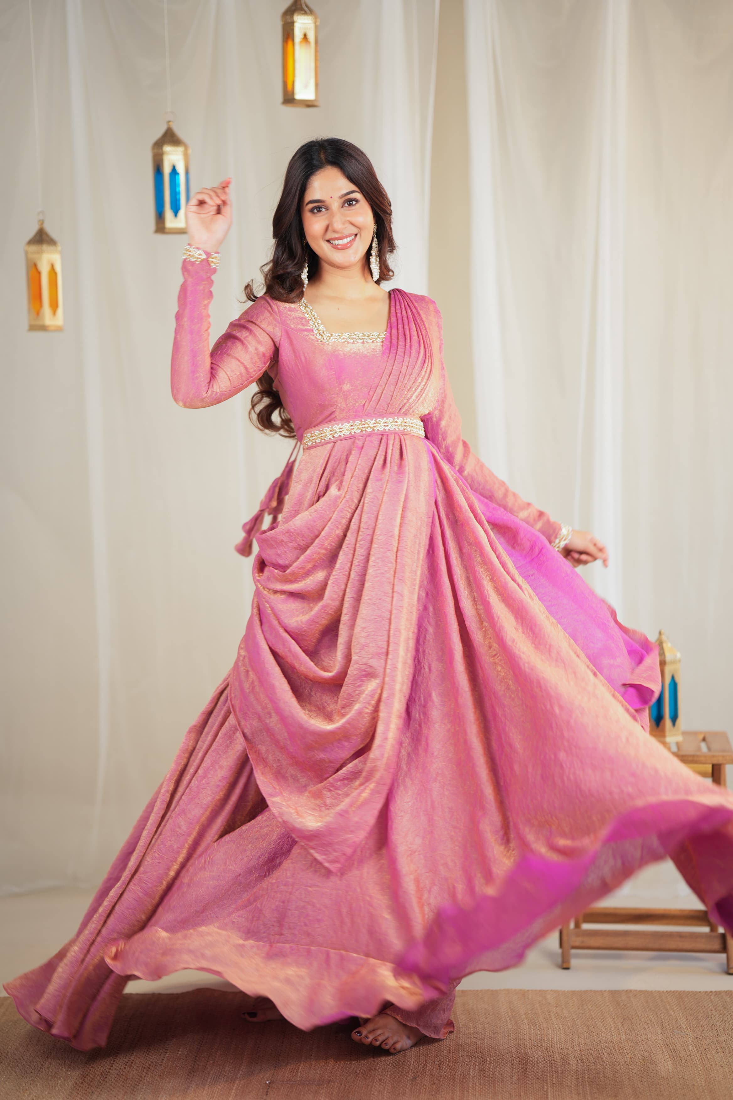Srushti Designer Drape Wear - Elegant Indian Kurti for Women | Perfect for Festivals, Weddings & Special Occasions | DD615