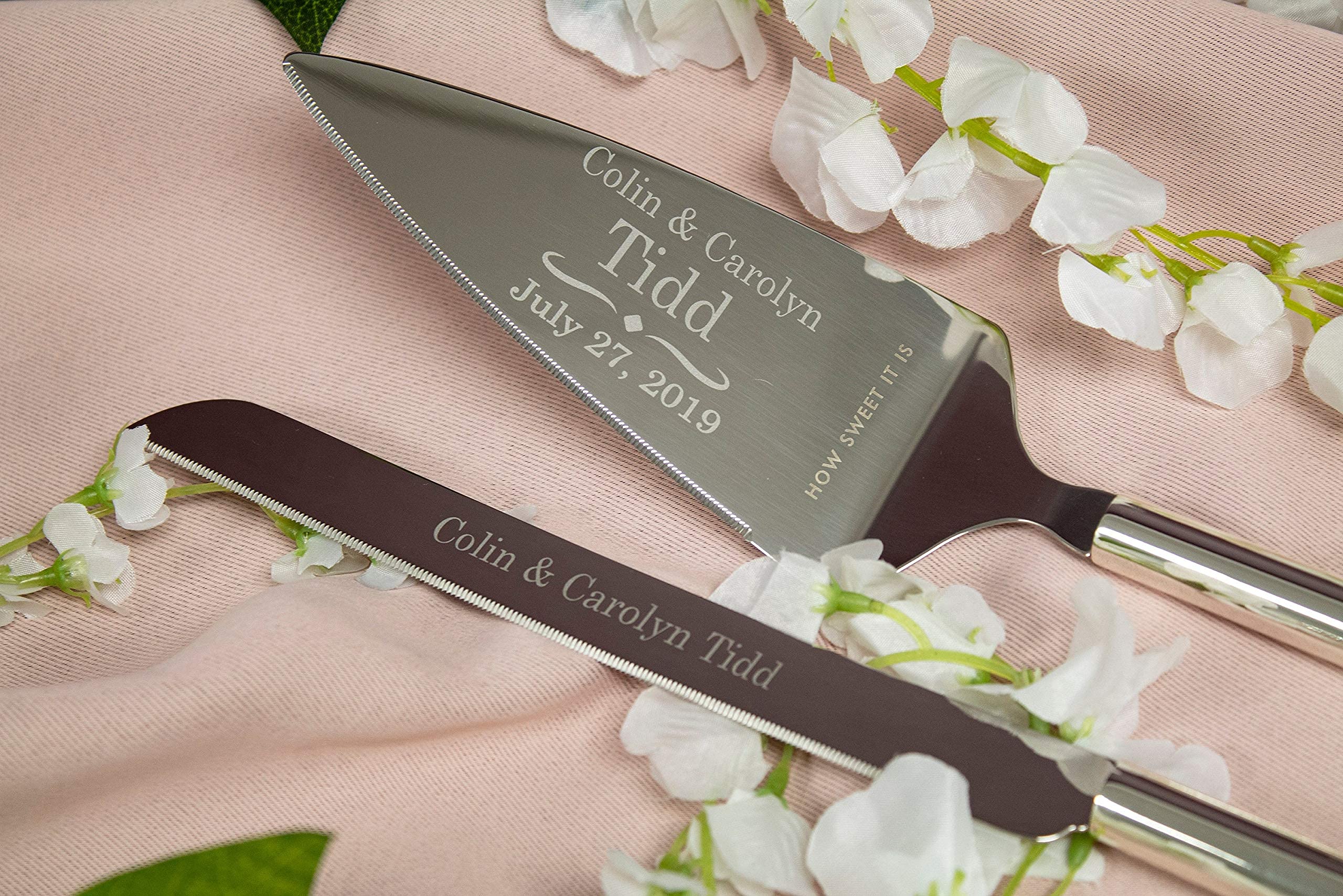 Kate Spade Bridal Take the Cake Personalized Wedding Cake Knife and Server Set - Custom Engraved Cake Cutting Gift for Bride & Groom - Perfect for Wedding, Anniversary & Bridal Shower Celebrations