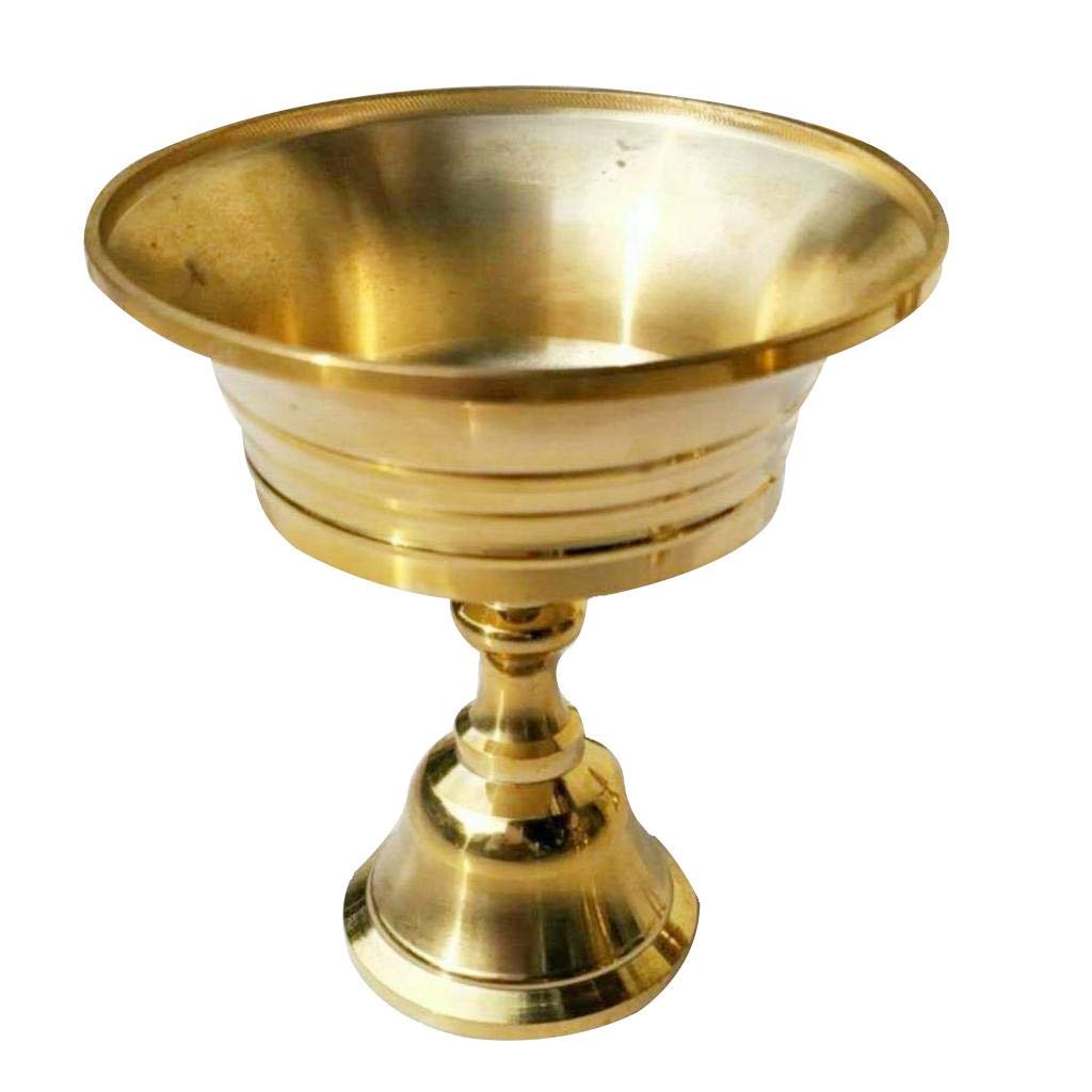 Brass Tibetan Oil Lamp Candle Holder - 66mm Diameter, Buddhist Home Decor for Meditation, Yoga & Spiritual Relaxation