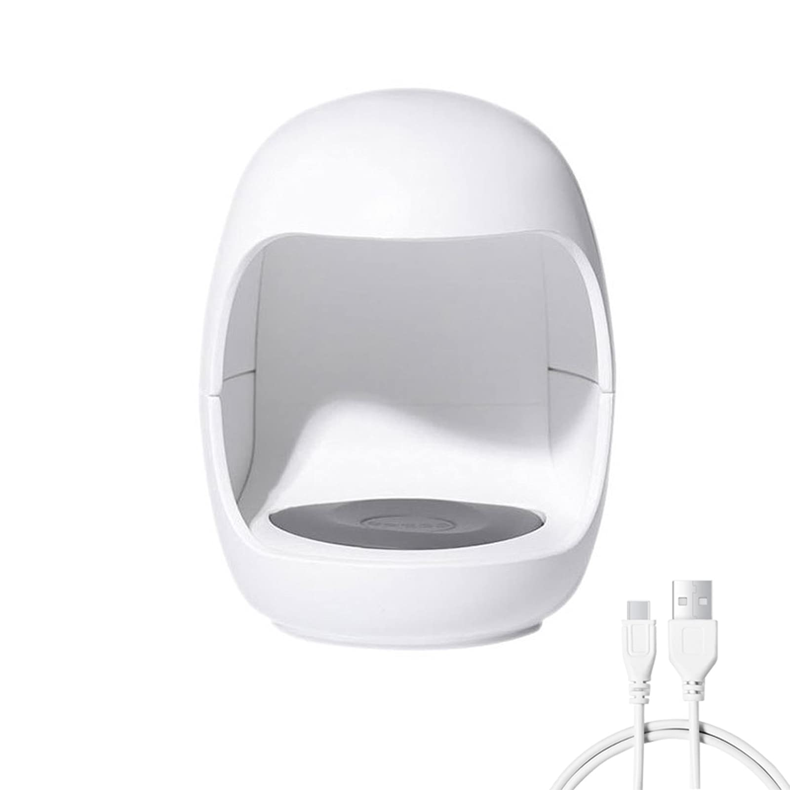 Mini UV LED Nail Lamp for Gel Polish - Portable USB Nail Dryer with Timer for Fingernails & Toenails - Fast Curing Egg-Shaped Phototherapy Light with Charging Cable (White) - Perfect for Home Manicures, Travel & Salon Use