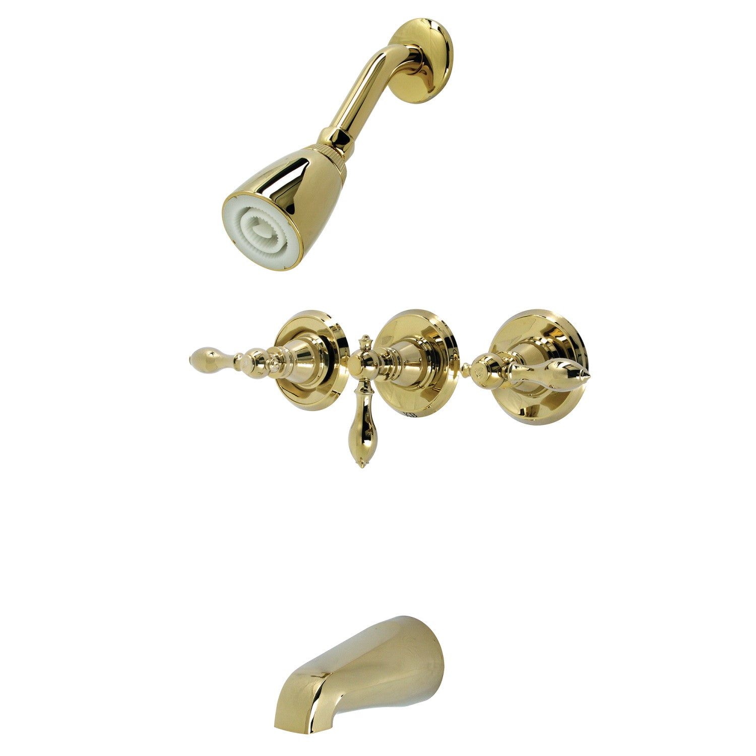 American Classic KB232ACL Triple Handle Tub and Shower Faucet in Polished Brass - Perfect for Bathroom Renovation and Luxury Home Upgrade
