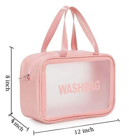 Prisma Collection PU Clear Travel Cosmetic Organizer Bag | Waterproof Makeup Pouch & Toiletry Bag for Women & Girls | Perfect for Air Travel, Gym, Beach & Daily Use