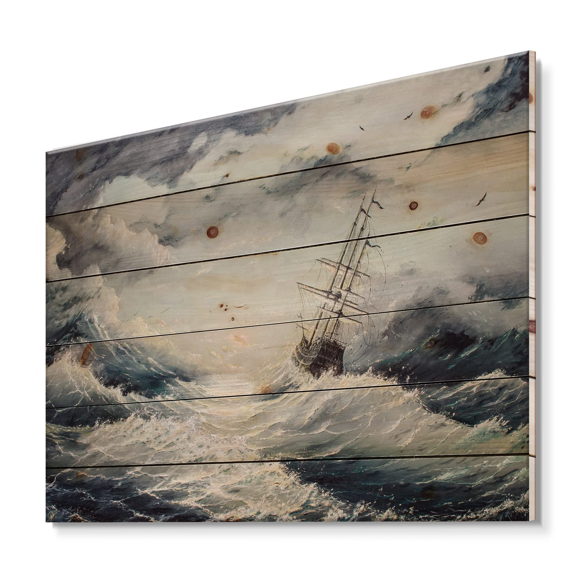 Struggle With The Elements Nautical Coastal Wood Wall Decor - White Beach Wood Wall Art - Large Pine Wood Wall Panels for Living Room, Bedroom & Coastal Home Decor