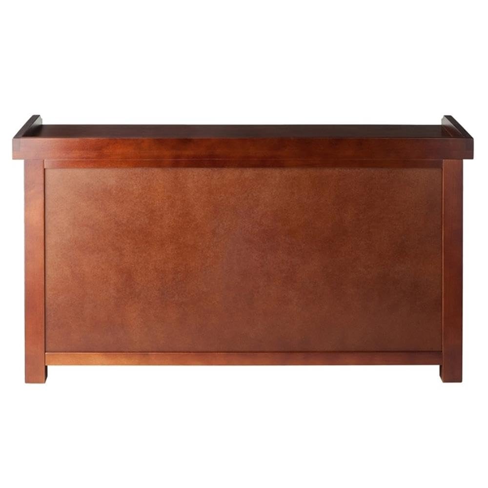 Pemberly Row Solid Wood Storage Bench with 3 Foldable Baskets - Walnut/Beige - Entryway, Living Room, Bedroom Organizer - Perfect for Shoes, Blankets & Home Decor Storage