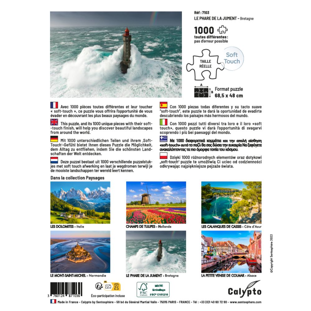 1000 Piece Jigsaw Puzzle - Lighthouse of La Jument by Calypto | Challenging Adult Puzzle for Relaxation & Home Decor | Perfect for Family Game Night & Stress Relief
