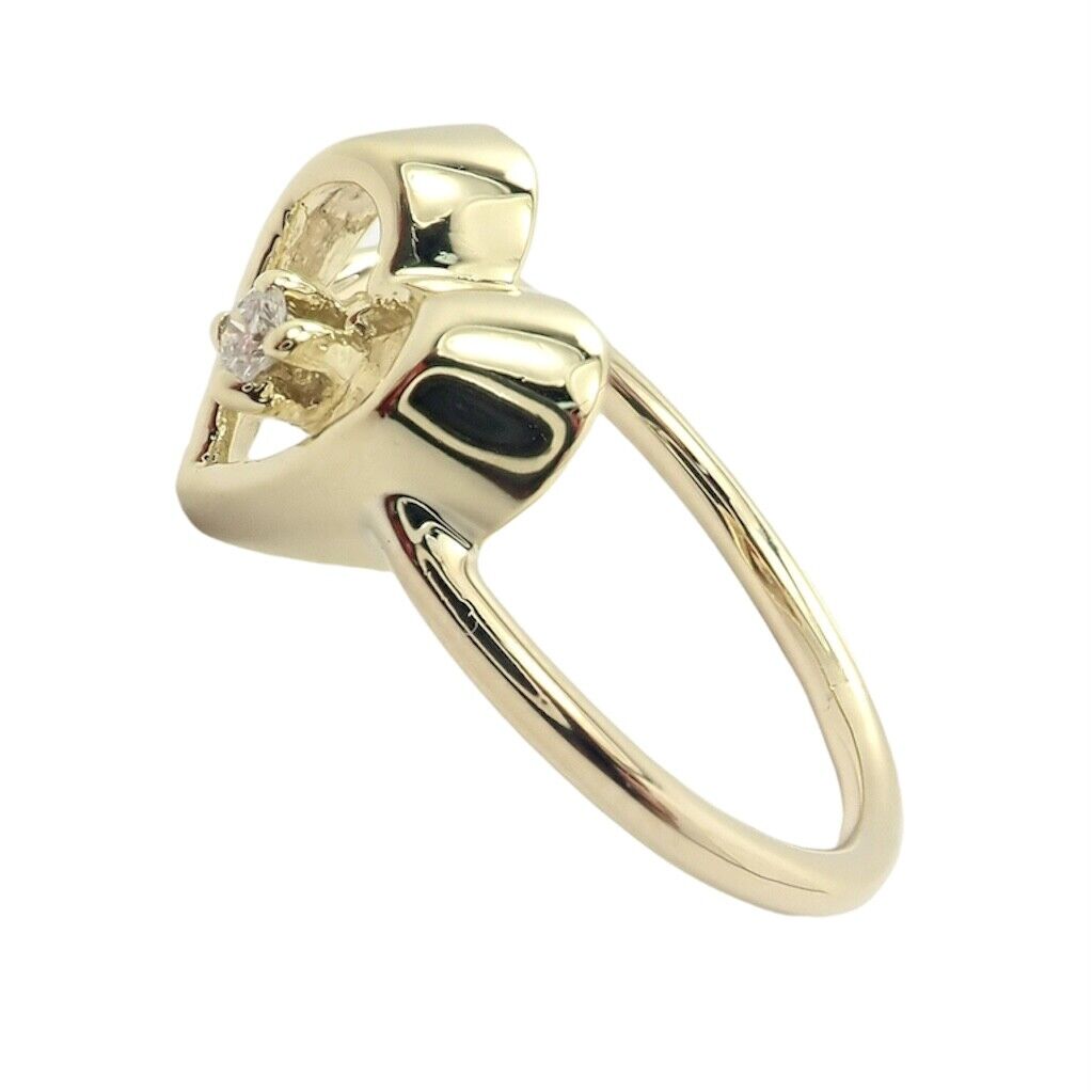 Authentic Vintage Tiffany & Co 18k Yellow Gold Diamond Heart Ring - Elegant Jewelry for Women, Perfect for Anniversary Gifts & Special Occasions