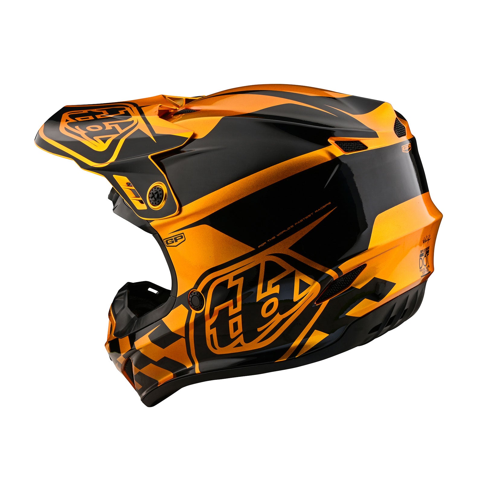 Youth GP Helmet Check Up Gold/Black - Lightweight Motorcycle Racing Helmet for Kids - Perfect for Track Days, Motocross & Off-Road Riding
