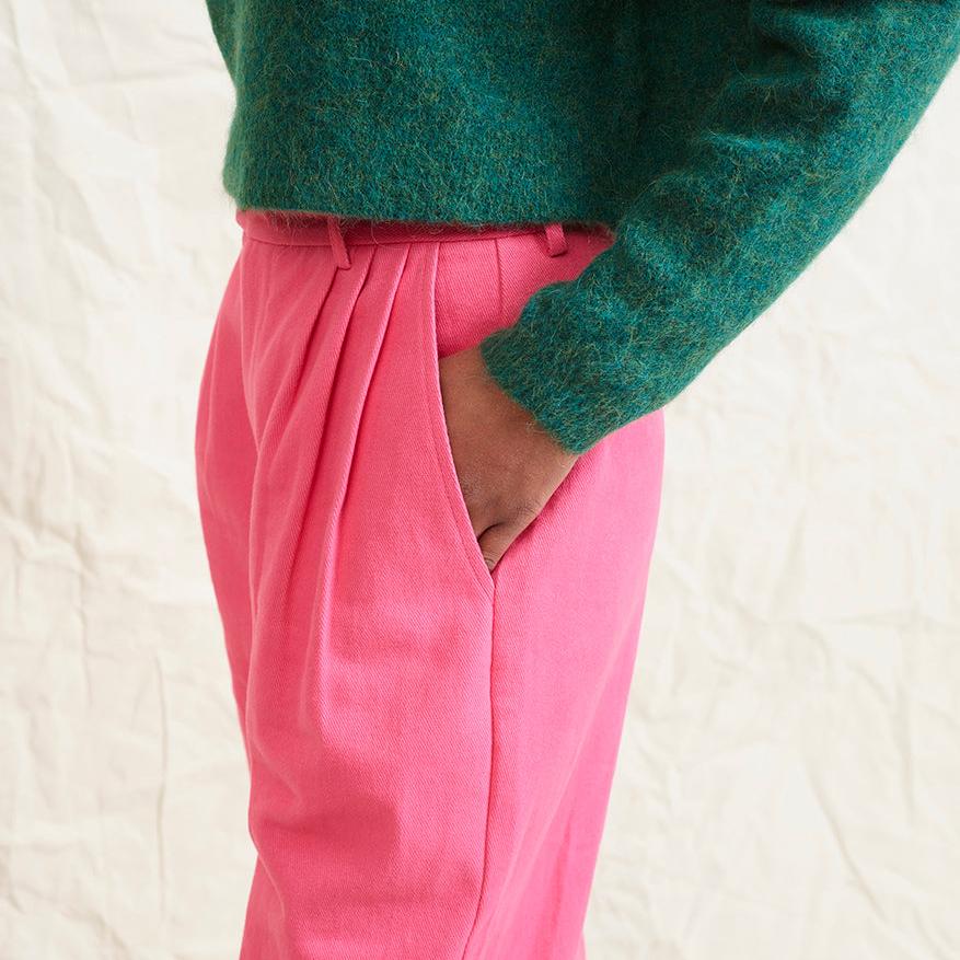 Lowie Women's Pink Pleated Front Dress Pants - Office Work Trousers for Business Casual & Professional Wear