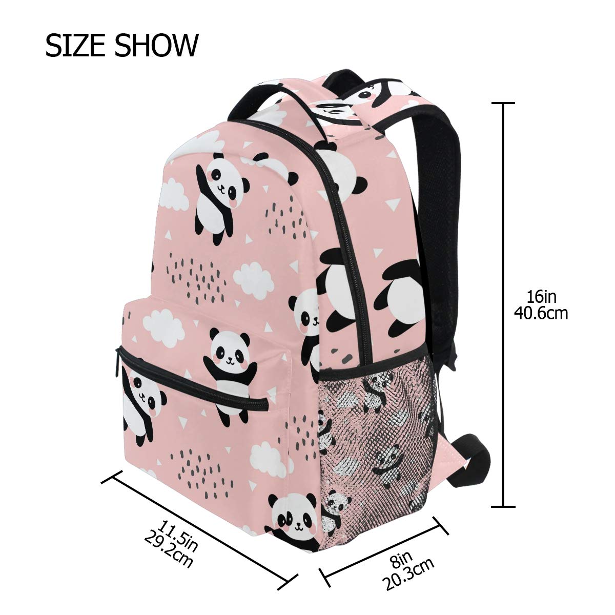 Qilmy Panda Backpack for Girls - Cute School Bookbag with Laptop Compartment, Lightweight Travel Daypack for Students (Pink) - Perfect for School, College, Travel & Daily Use