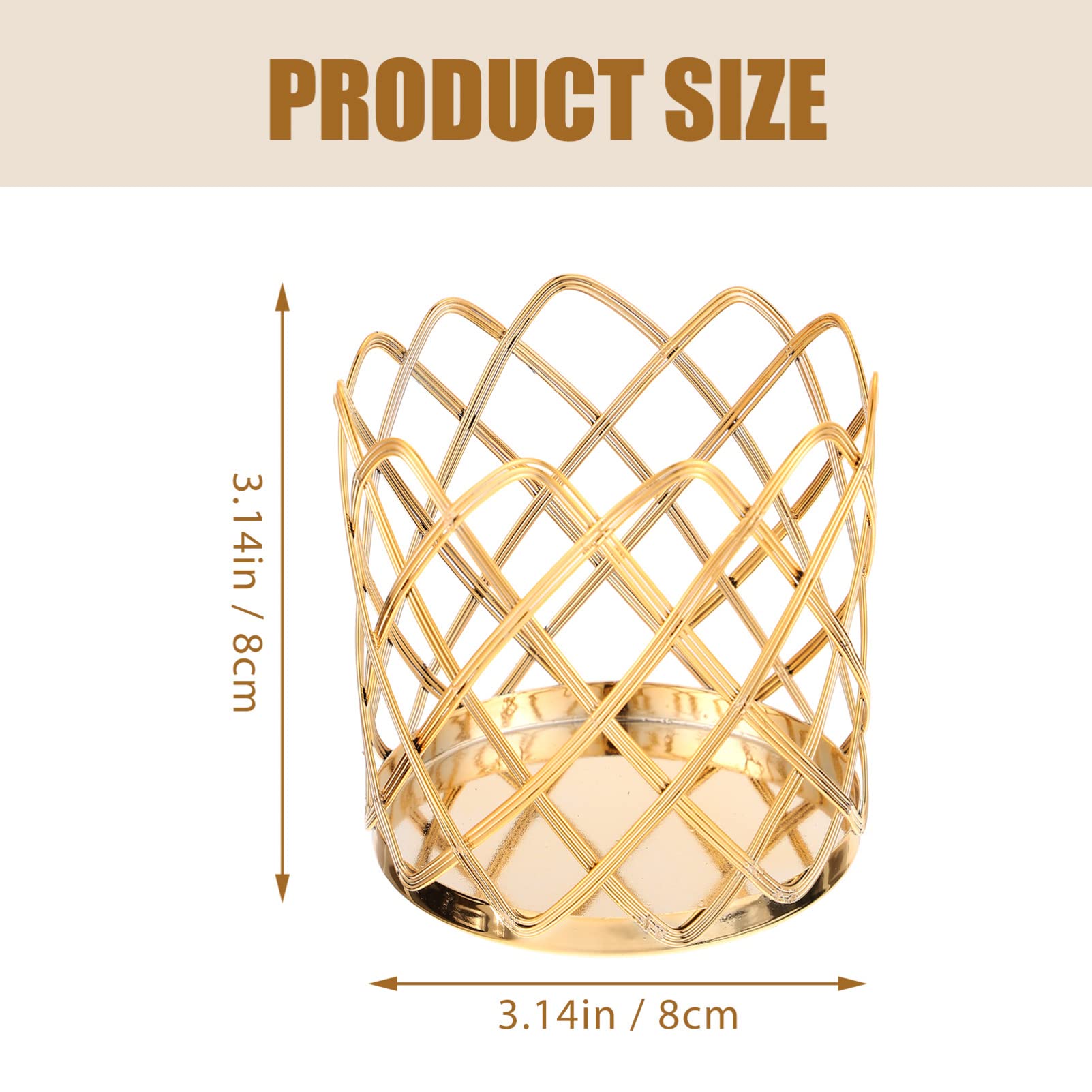 2-Pack Hollow Iron Candlestick Pen Holders - Decorative Weaving Candle Stands with Geometric Design, Perfect for Home Office Desk Organizer & Romantic Dinner Table Decor