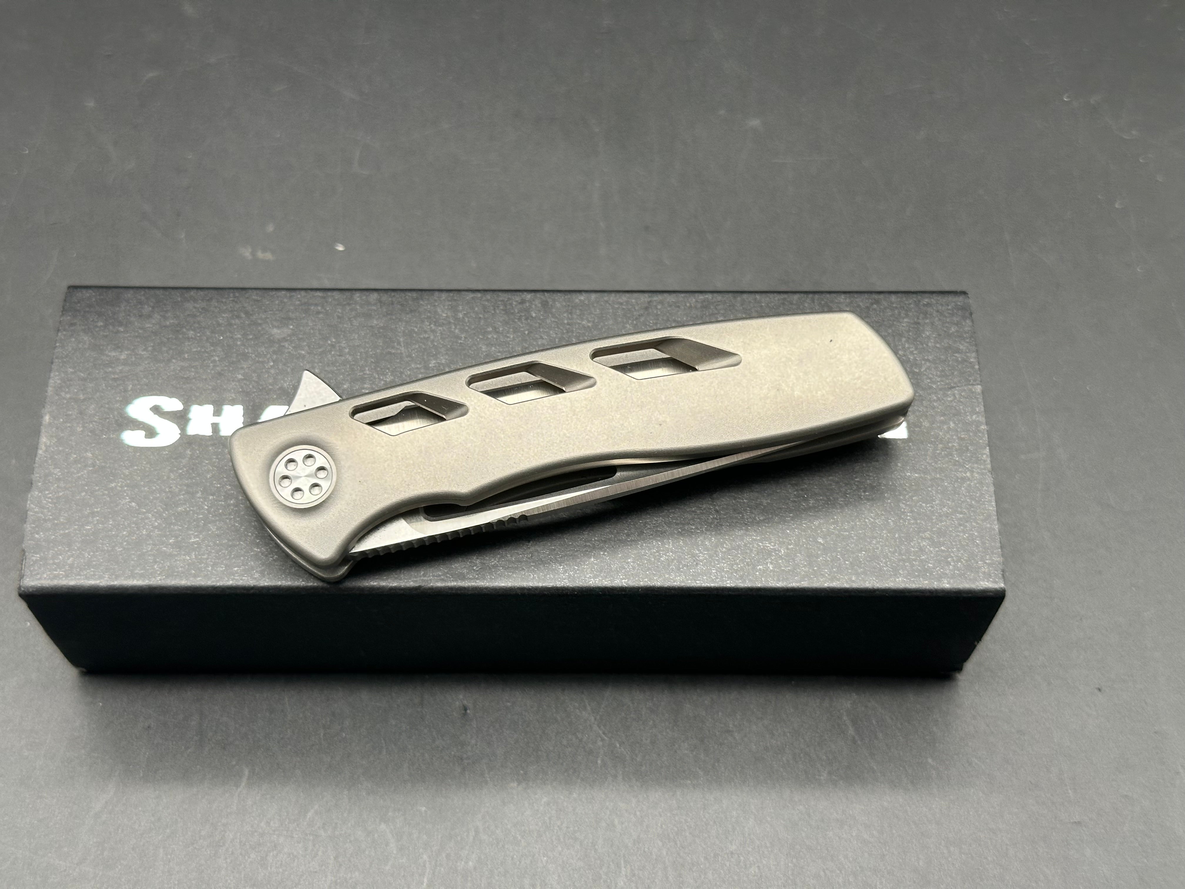 Sharp by Design Micro Evo Typhoon Folding Knife - Premium M390 Steel Satin Blade & Bead Blasted Titanium Handles | EDC, Outdoor Survival, Camping, Tactical Gear
