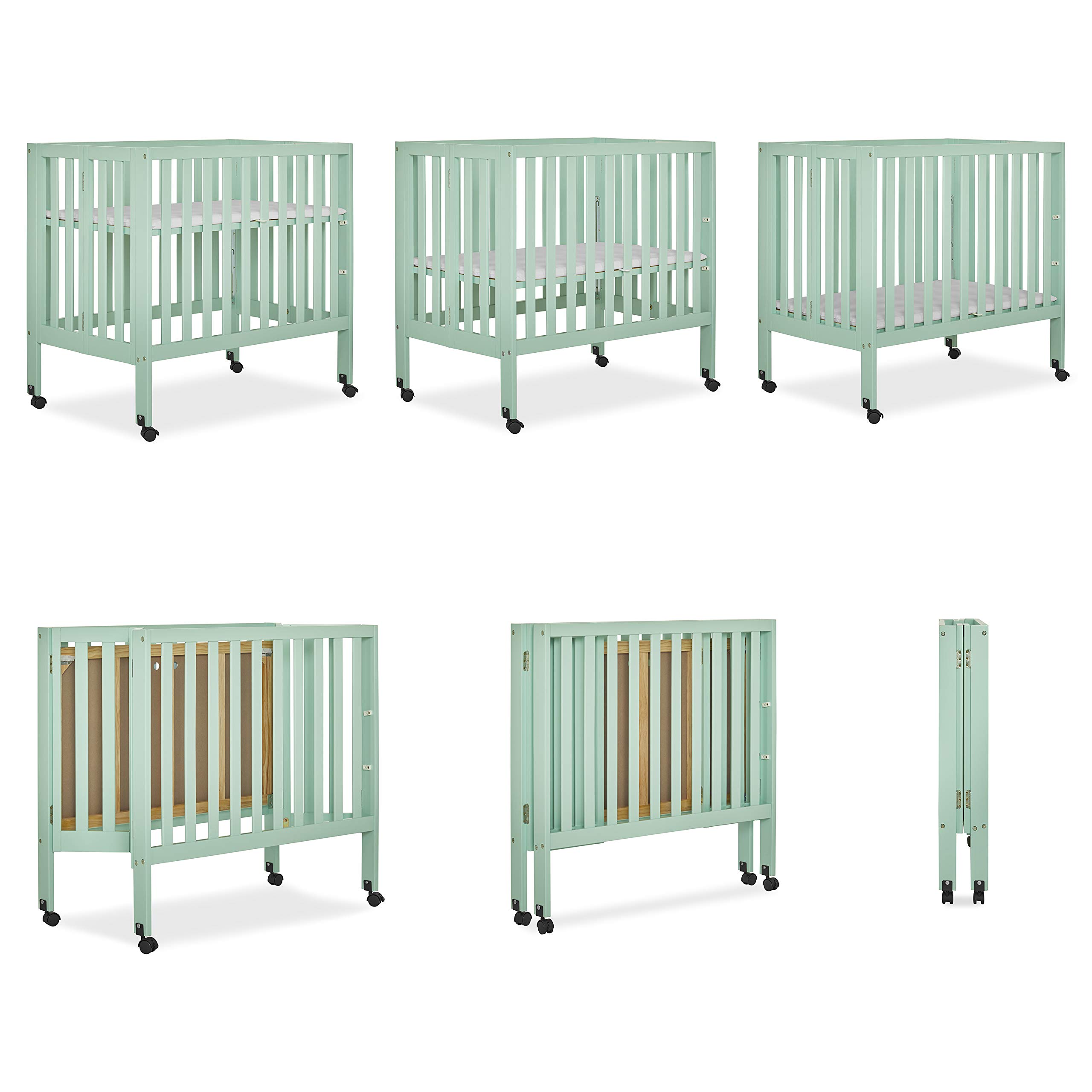 Dream On Me Jett Non-Full Size Folding Convertible Crib - Lightweight Portable Baby Crib with 3 Adjustable Mattress Heights, Easy Fold Travel Crib & 1.5