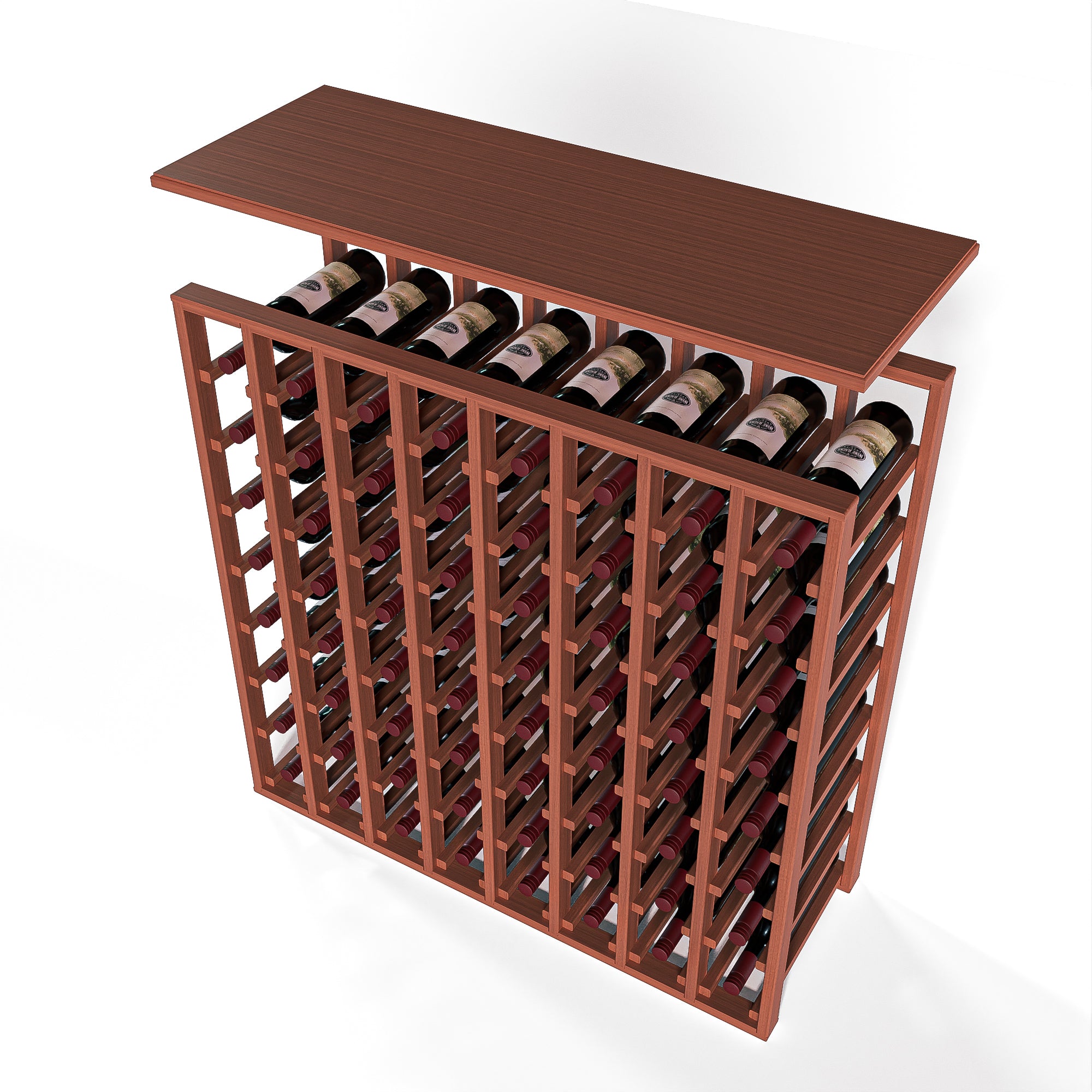 GrandCellar™ 8 Column Full Depth Solid Top Wine Rack - Premium Wooden Wine Storage for Home, Kitchen, or Cellar - Perfect for Organizing and Displaying Wine Bottles