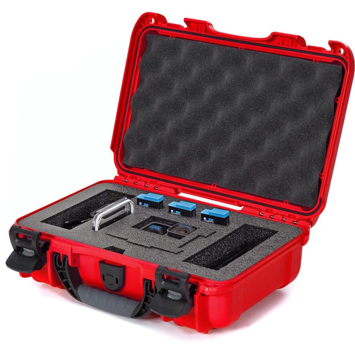Nanuk 909 Waterproof Hard Case with Customizable Foam Insert - Compatible with GoPro Hero 9 & 10 (Red) - Perfect for Travel, Outdoor Adventures & Camera Equipment Protection