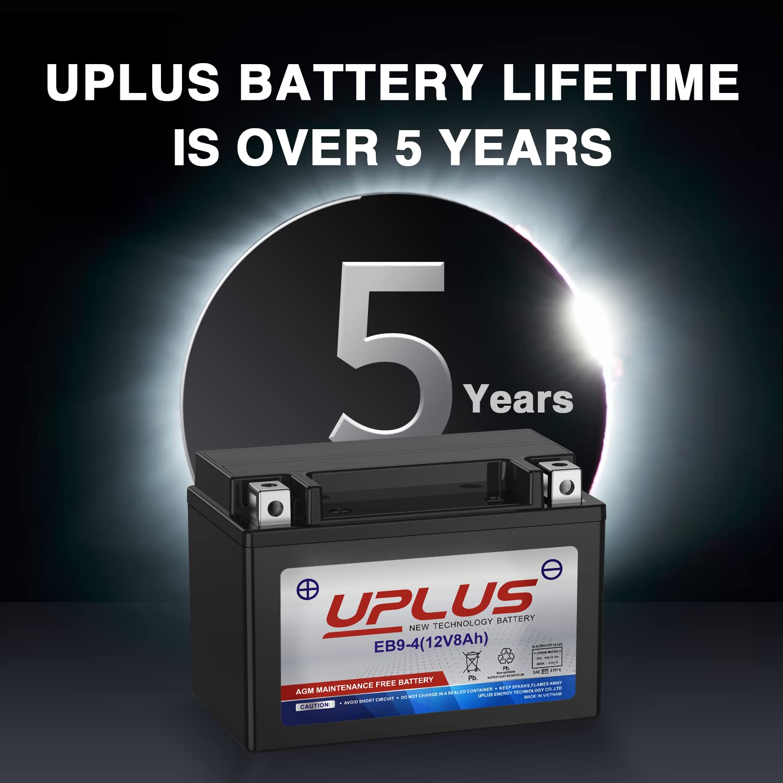 YTX9-BS Motorcycle Battery - Maintenance Free AGM Powersport Battery for ATV, Scooter & Motorcycles | Weatherproof & Vibration Resistant | Perfect for Off-Road Adventures & Daily Commuting
