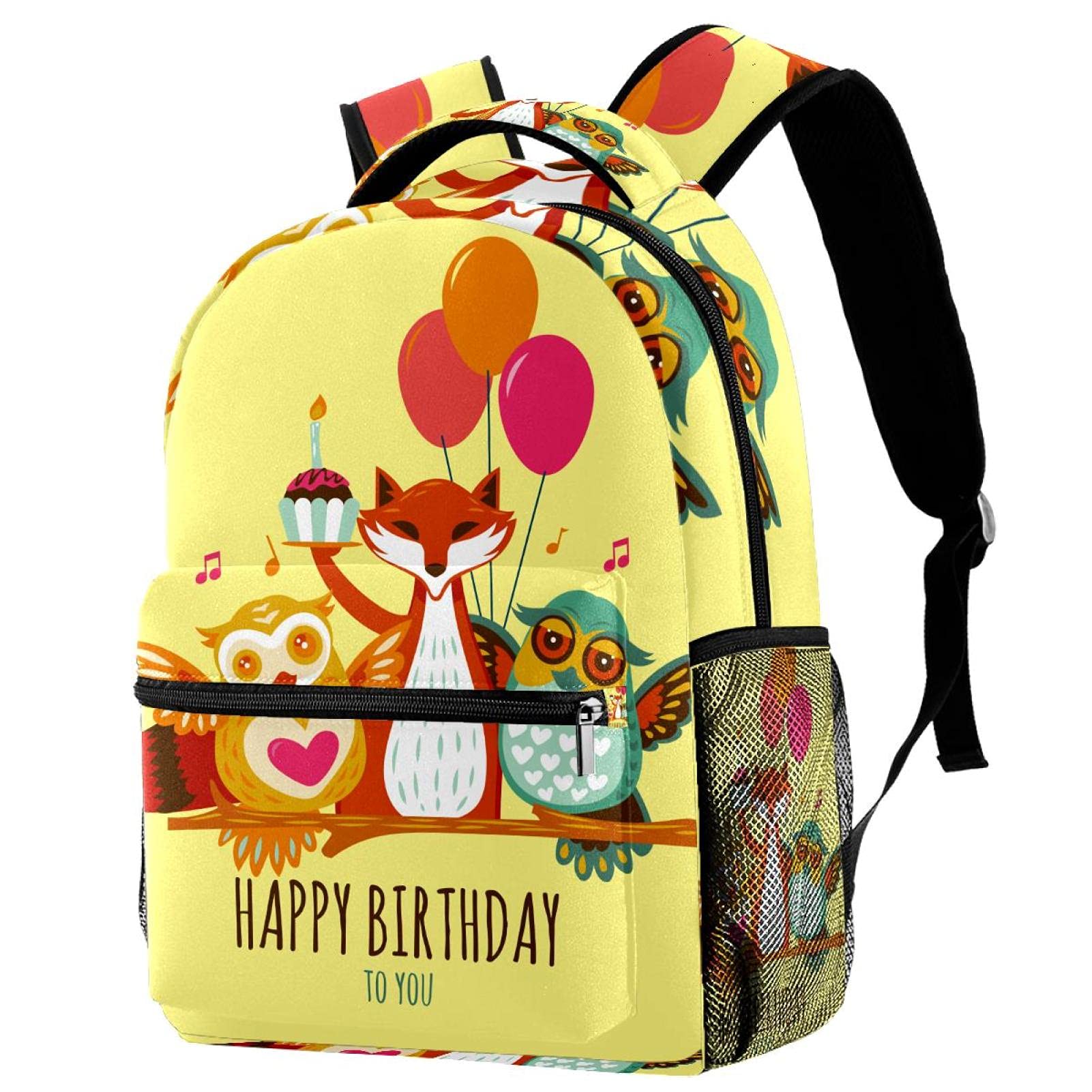 LORVIES Cute Woodland Fox & Owl Print Lightweight Backpack for Girls, Women, Kids & Teens - School, Travel, Hiking & Everyday Use