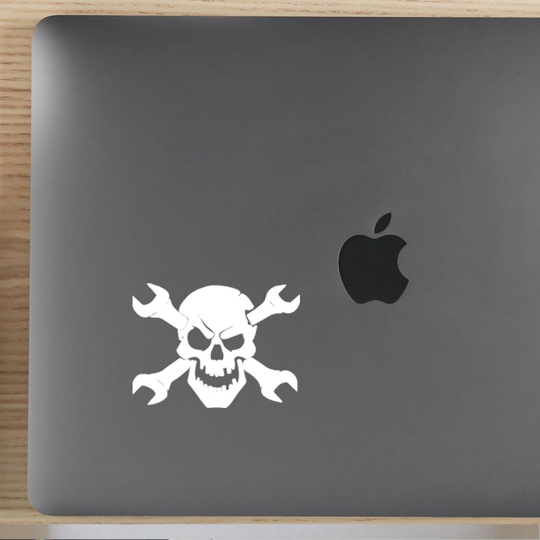 Premium Skull Mechanic Wrench Vinyl Decal Stickers (Set of 2) - Waterproof Durable Stickers for Laptop, Phone, Helmet, Car Window, Bumper, Mug, Cup, Door & Wall Decoration - Perfect for DIY Projects, Personalizing Gifts & Adding Style to Your Belongings
