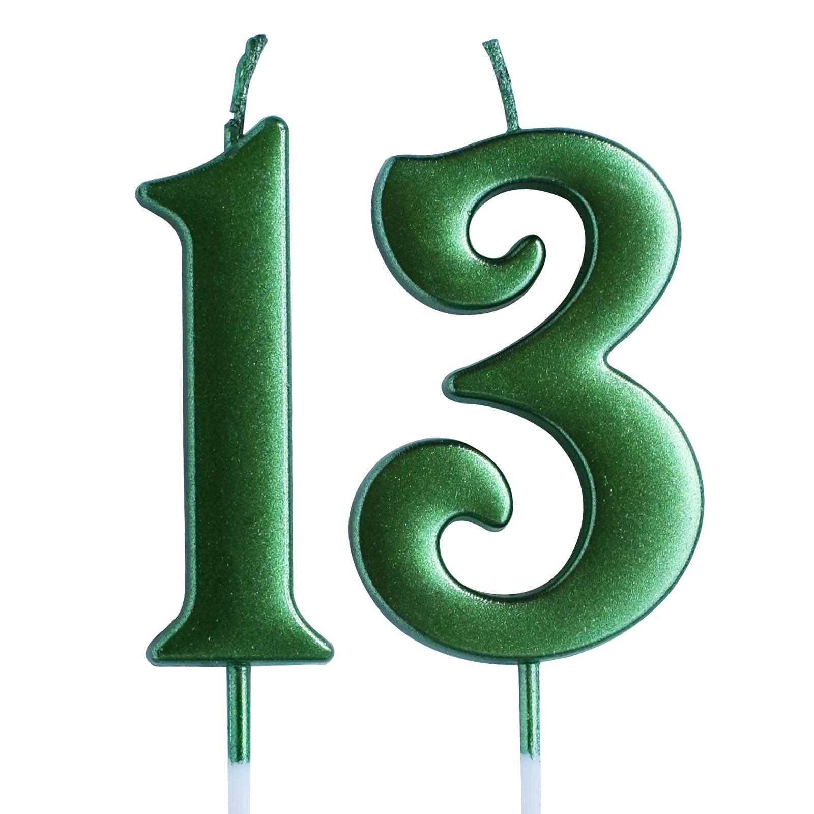 Green Number 13 Birthday Candle - Cake Topper for 13th Birthday Party Decorations (Boy or Girl) - Perfect for Teen Birthday Cakes, Milestone Celebrations & Sweet 16 Party Supplies