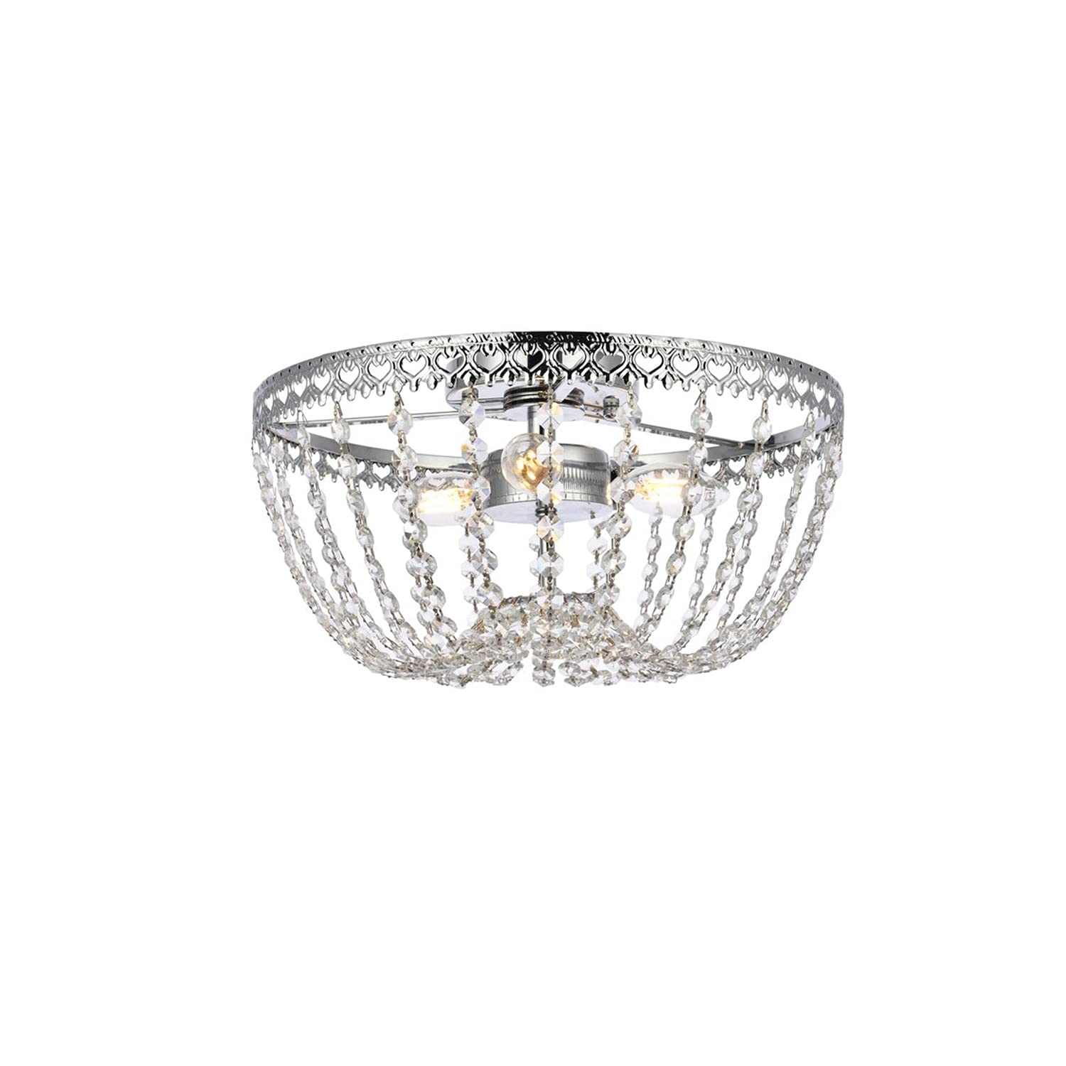 Modern Chrome 14 Inch Flush Mount Ceiling Light - Bright Indoor Lighting for Living Room, Bedroom & Kitchen | Sleek Home Decor