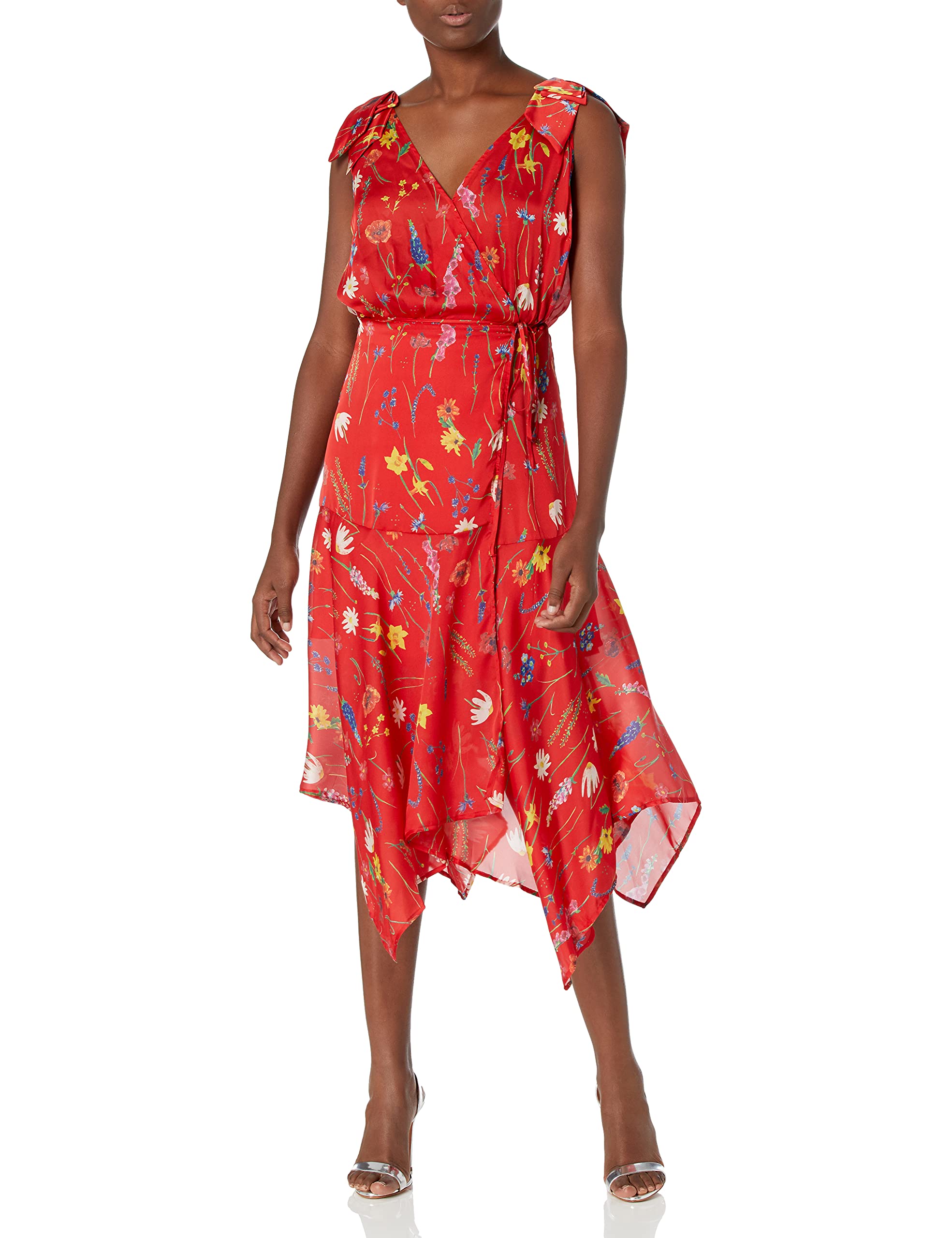 The Kooples Women's Asymmetrical Floral Print Midi Dress - Elegant Party & Cocktail Wear for Special Occasions