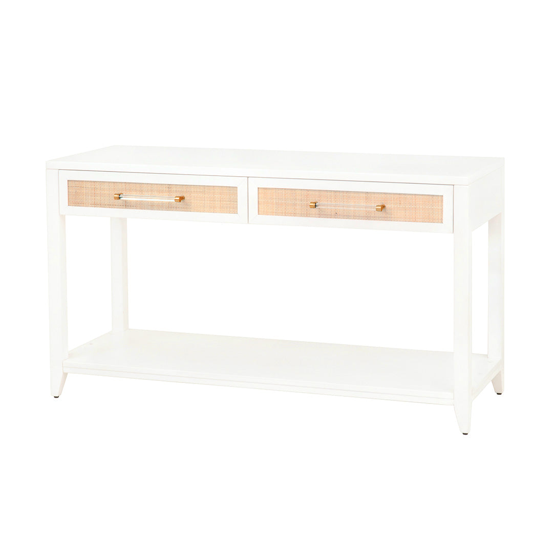 Modern White Mulholland Console Table - Mid-Century Style Entryway Sofa Table for Living Room, Hallway & Home Decor