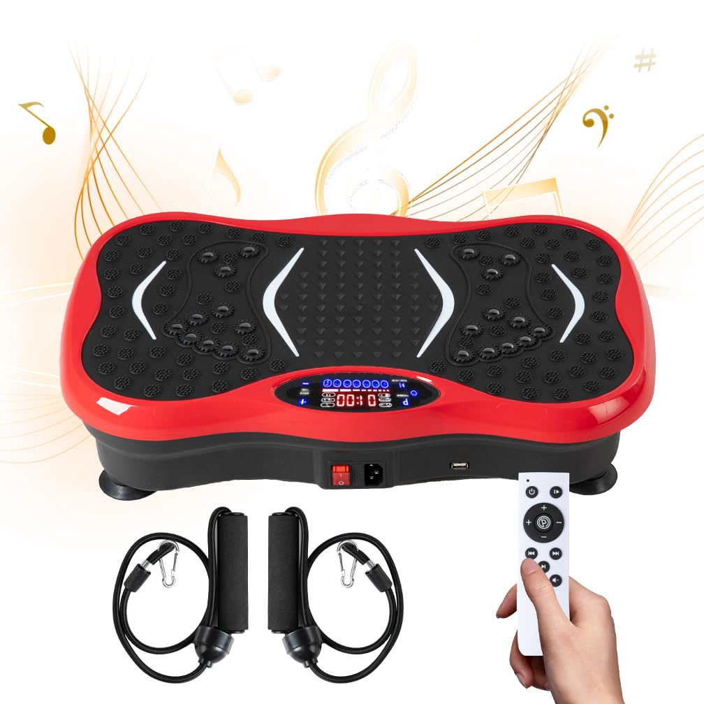 Vibration Plate Exercise Machine for Full Body Workout - Home Fitness Vibration Platform with Resistance Bands - Improve Circulation, Muscle Tone & Bone Density - Supports 330 lbs - Perfect for Home Gym, Weight Loss & Physical Therapy