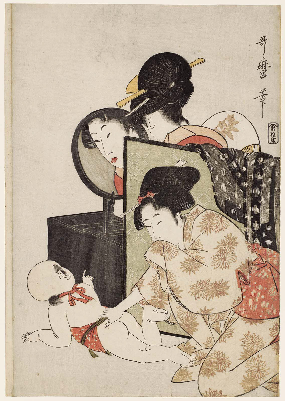 Kitagawa Utamaro I Woodblock Print - Japanese Ukiyo-e Art Reproduction for Home & Office Decor | Vintage Asian Wall Art for Living Room, Bedroom, or Study