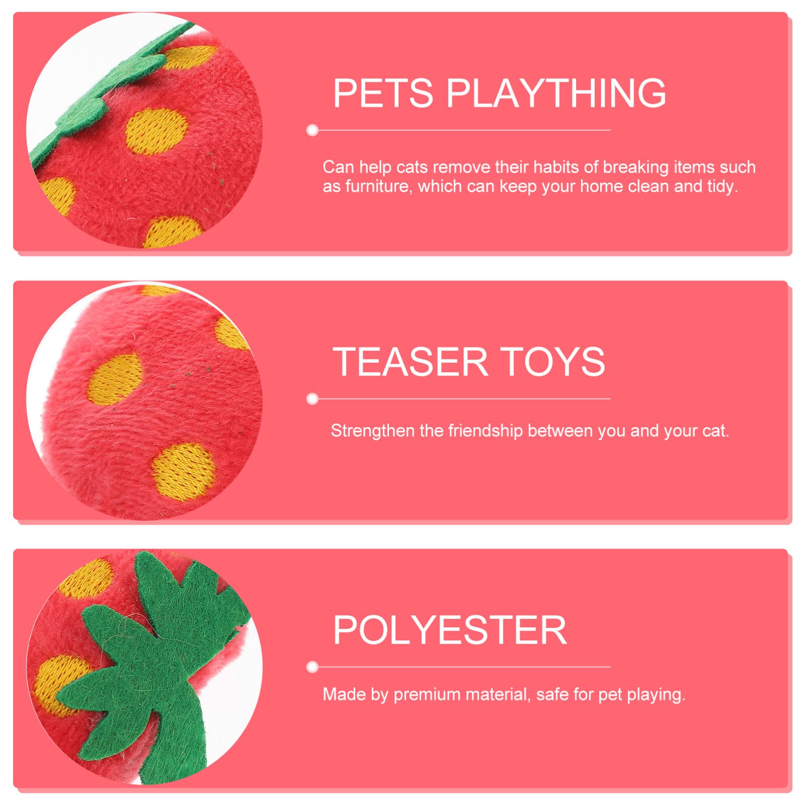 10pcs Cat Toys for Indoor Cats - Plush Chew Sticks & Squeaky Strawberry Toys for Kittens & Small Dogs - Perfect for Playtime, Teething & Stress Relief