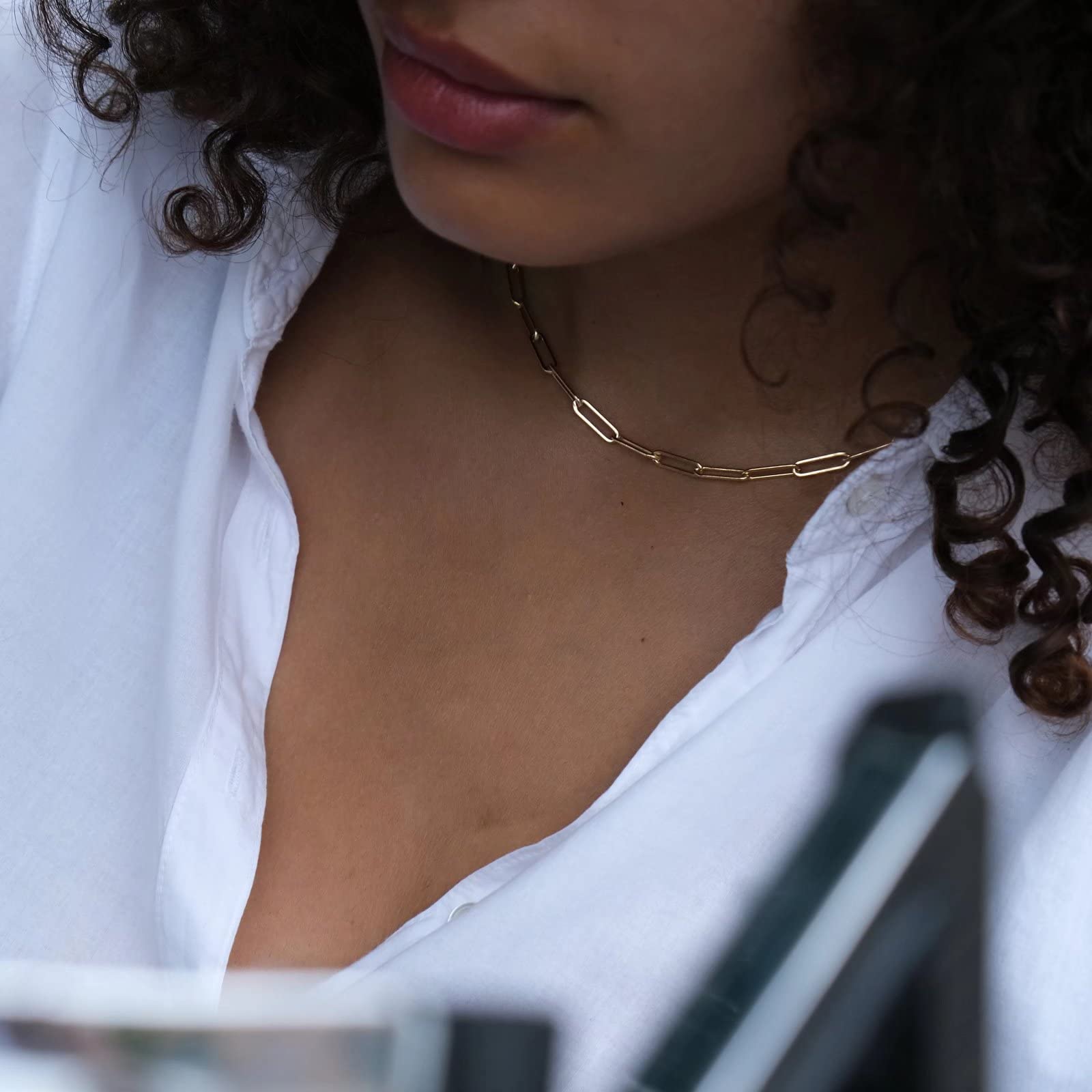 Personalized 14K Gold Plated Initial Necklace for Women - Dainty Layering Paperclip Link Chain, Easter Basket Stuffers & Gifts | Perfect for Everyday Wear, Layering, and Special Occasions