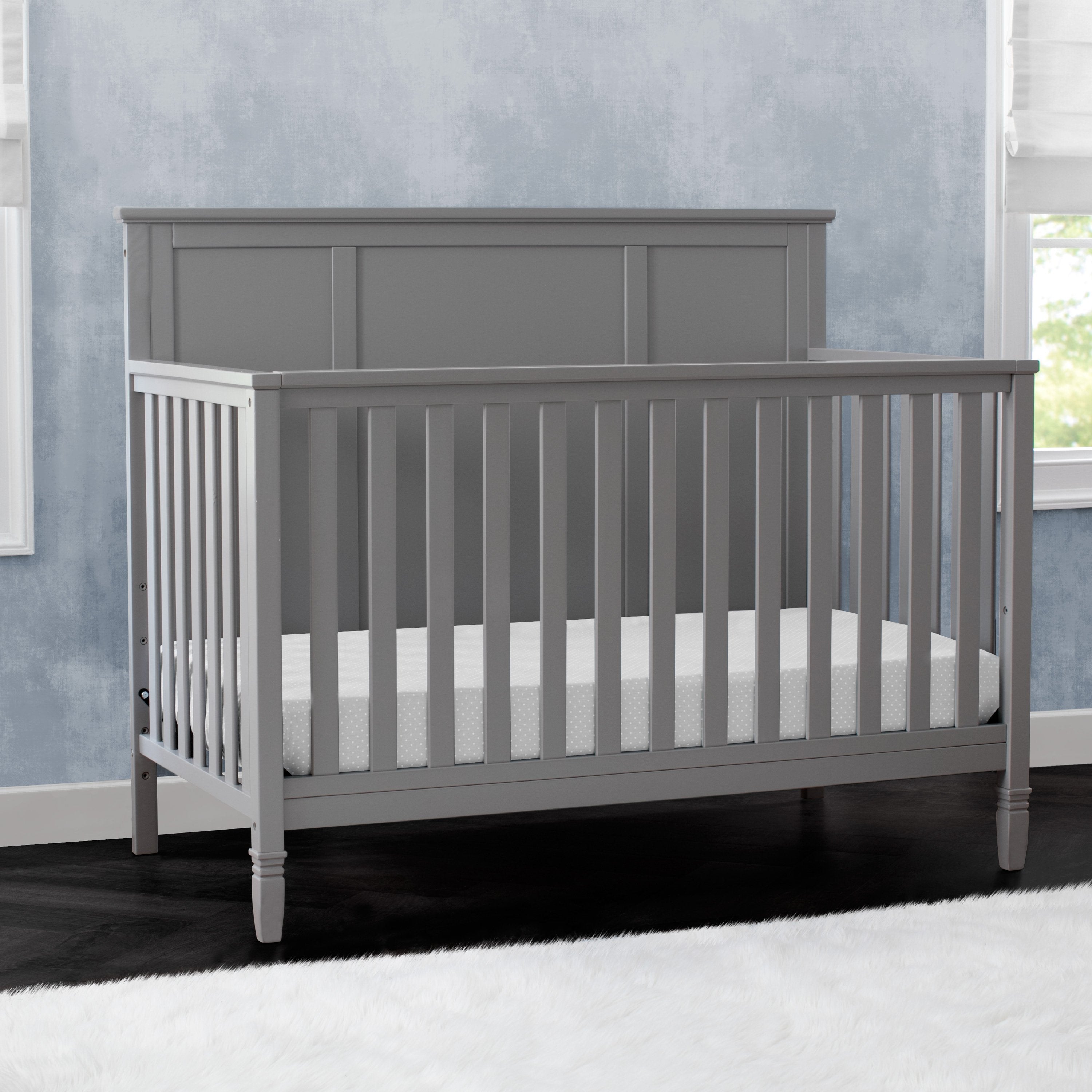 4-in-1 Convertible Baby Crib - Toddler Bed with Mattress | Nursery Furniture for Boys & Girls | Perfect for Small Spaces & Growing Families