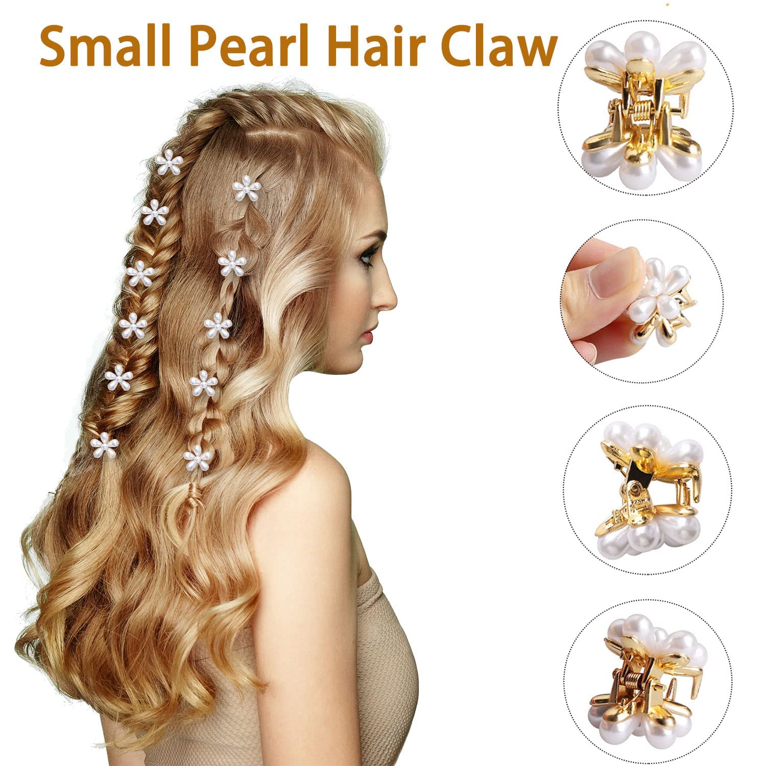 BellaStella Korean Style Pearl Barrettes Mini Claw Clip Hair Clips - 12pcs Set for Women & Girls | Elegant Hair Accessories for Weddings, Parties & Daily Wear