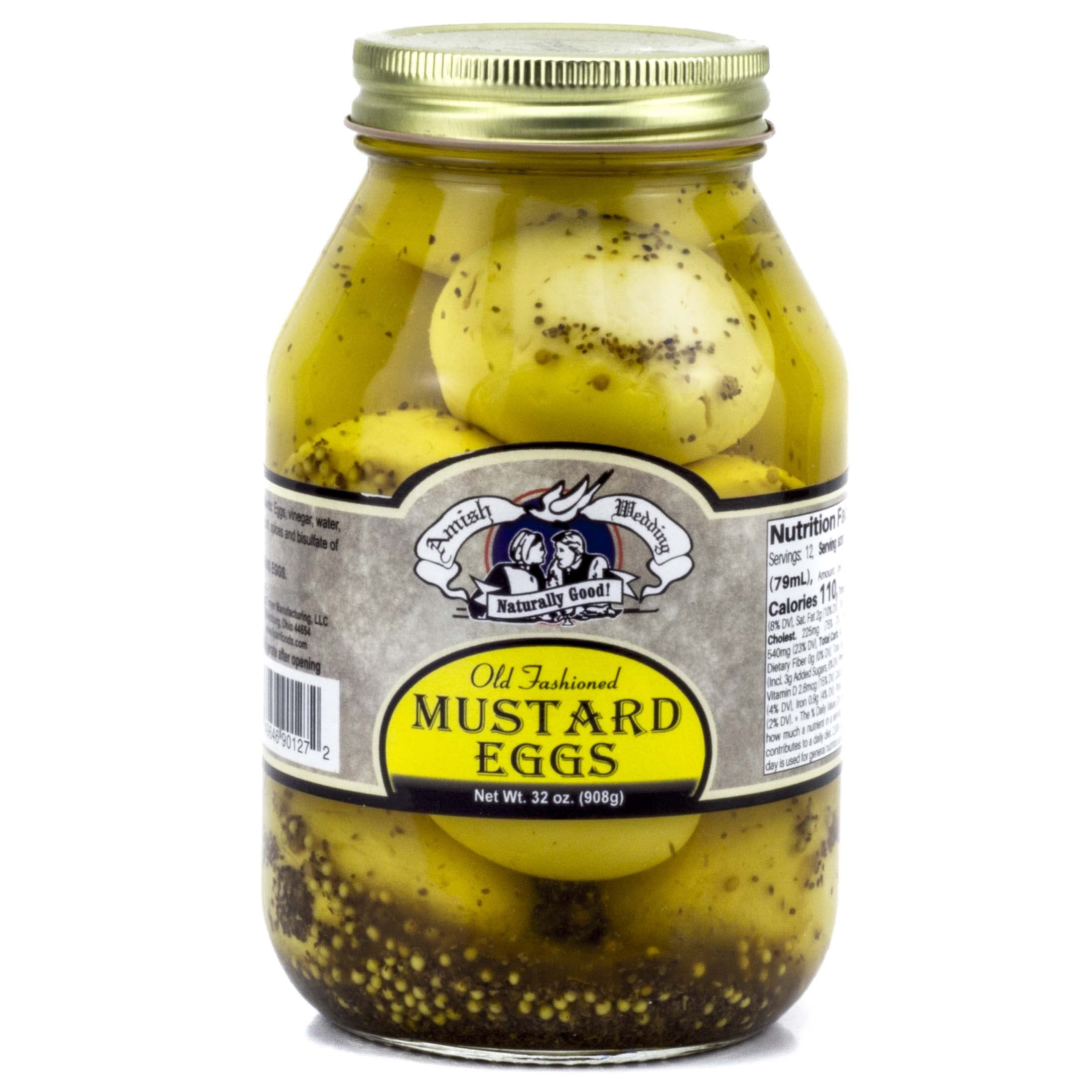 Amish Pickled Mustard Eggs 32oz (2-Pack) - Perfect for Picnics & Snacks