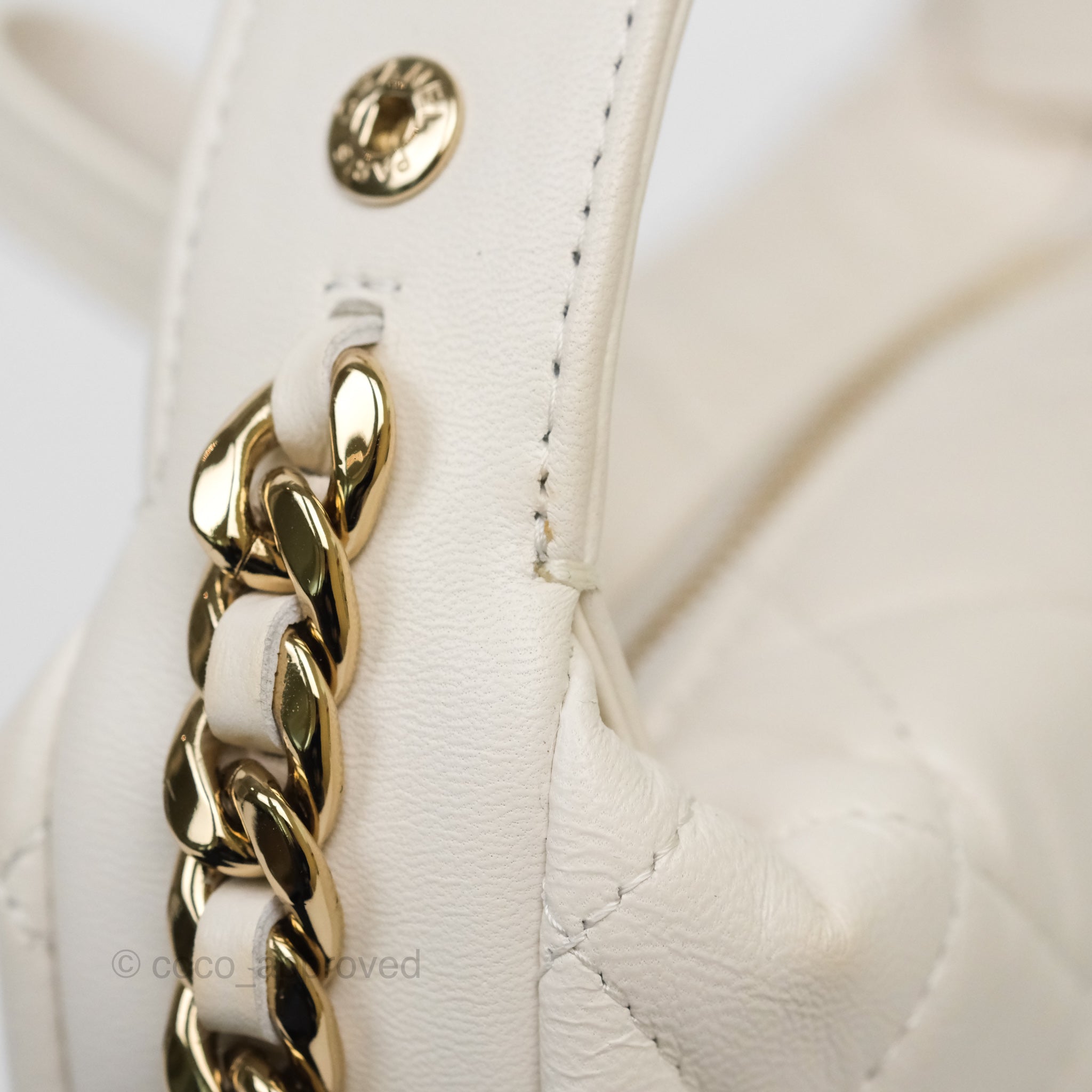 Chanel Chain Around Mini Hobo Bag in White Lambskin Leather with Gold Hardware 23C - Perfect for Evening Events & Luxury Fashion Accessories