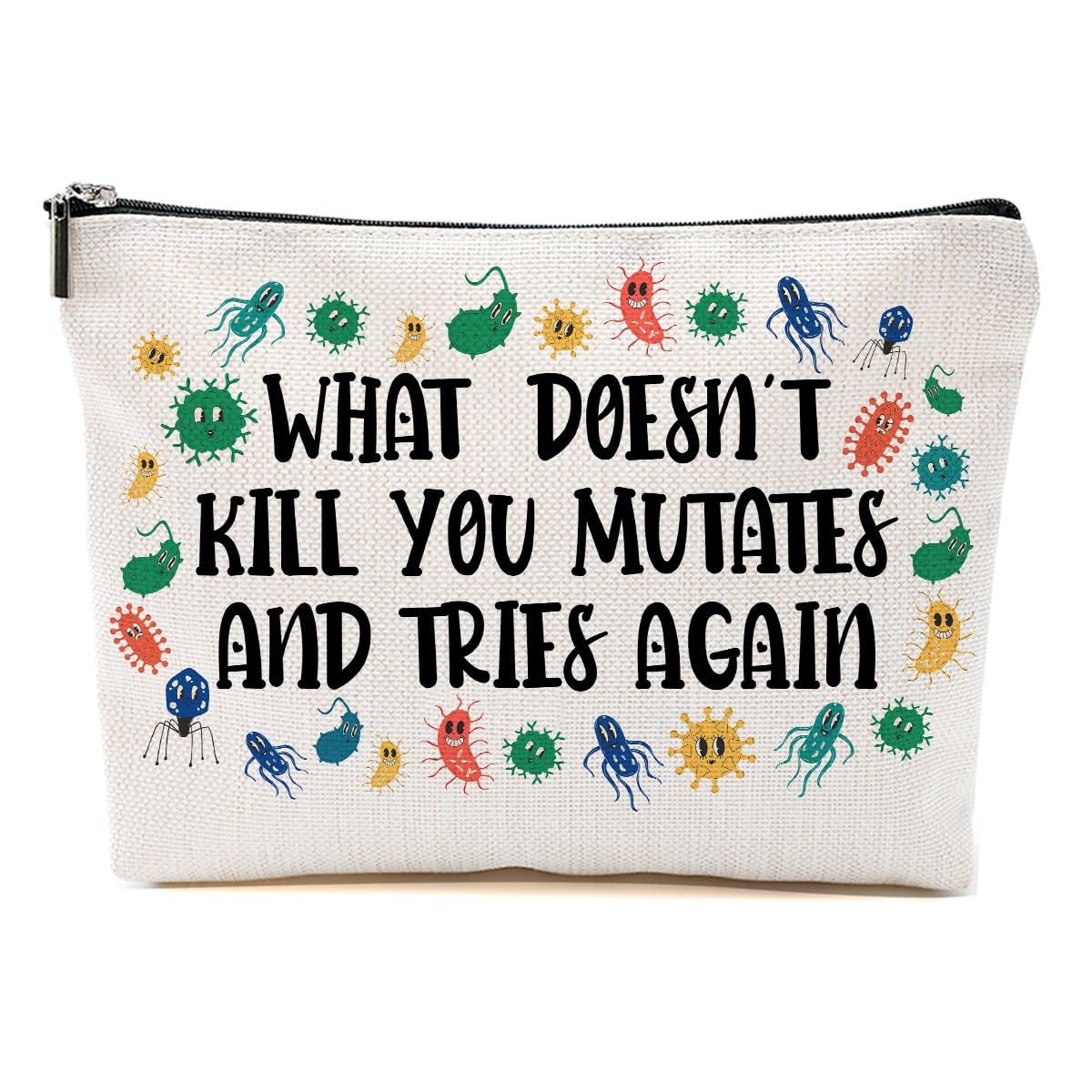 Funny Science Teacher Gifts - Microbiologist Themed Cosmetic Makeup Bag for Women | Perfect for Christmas, Thanksgiving, Birthday & Teacher Appreciation | Great Gift for Friends, Sisters & Coworkers | Cute Toiletry Bag for Travel & Daily Use