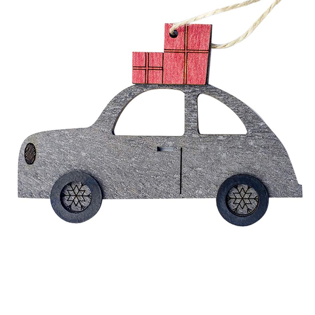 Christmas Car Decoration - Hand-Painted Wooden Pendant Ornaments with Gold Hooks for Home & Auto Decor | Perfect for Holiday Tree, Gift Wrapping & Dashboard Decor