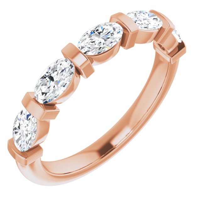 1.05 Carat Oval Cut Diamond Wedding Band - 5 Stone Anniversary Ring for Women - Elegant Bridal Jewelry, Engagement Gift & Special Occasion Jewelry