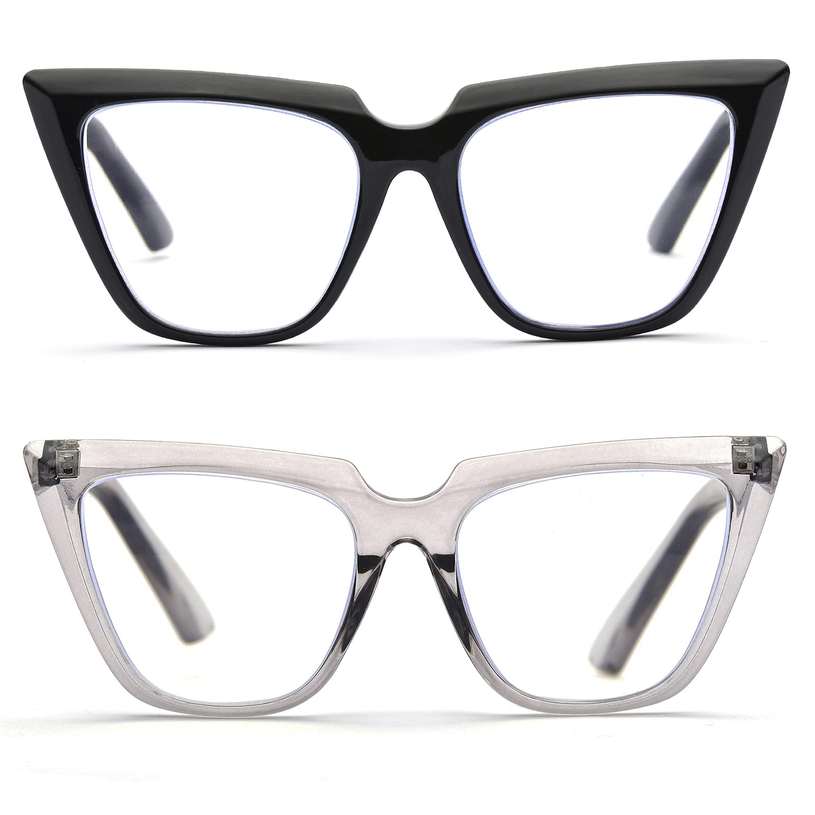 Stylish Women's Oversized Cat-Eye Blue Light Blocking Glasses - Large Lens Computer Reading Glasses for Work, Gaming & Screen Time Protection