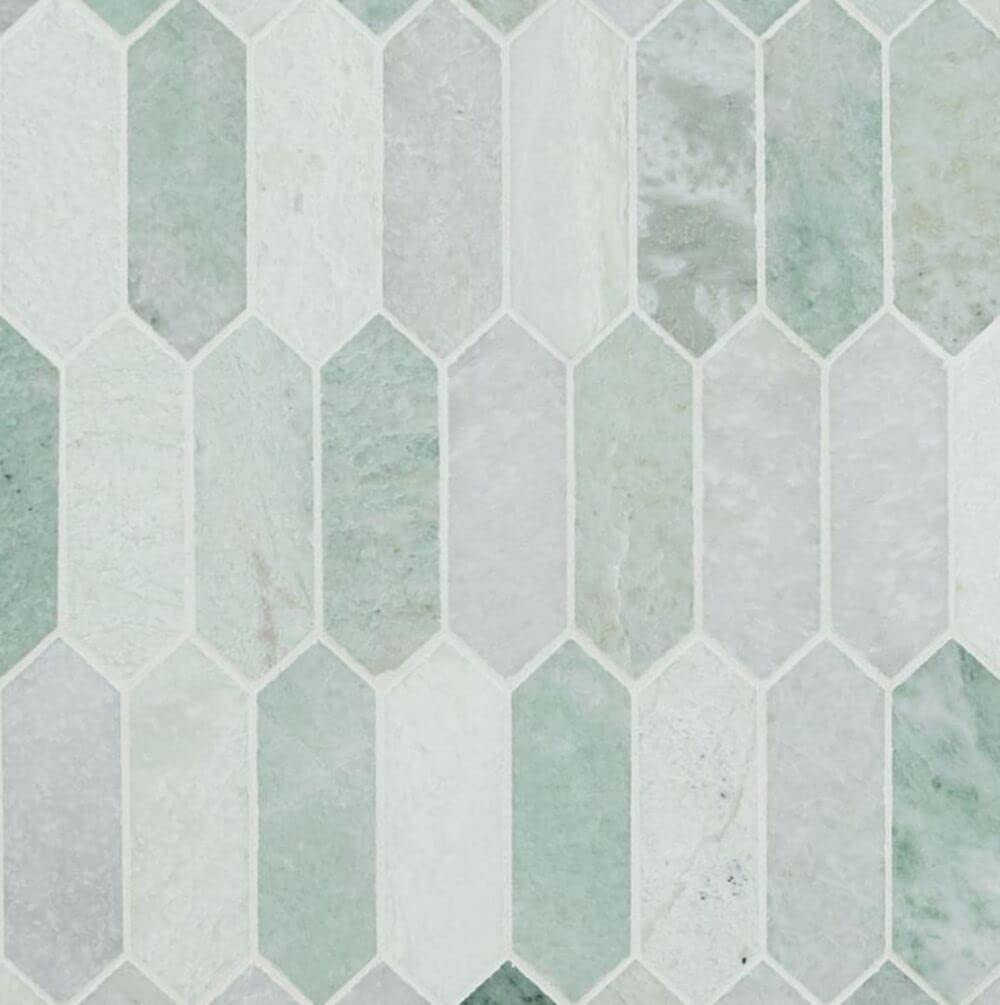 Premium Ming Green Long Picket Pattern Marble Mosaic Tile - Polished Finish for Floor & Wall - 5 Sheet Pack (4.85 Sqft) - Perfect for Kitchen Backsplash, Accent Walls, Bathroom Decor & Modern Interior Design
