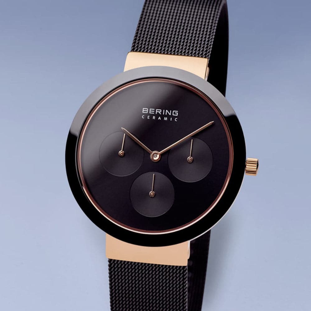 BERING 35036 Unisex Black Stainless Steel Mesh Strap Watch - Stylish & Durable for Everyday Wear, Business & Formal Occasions
