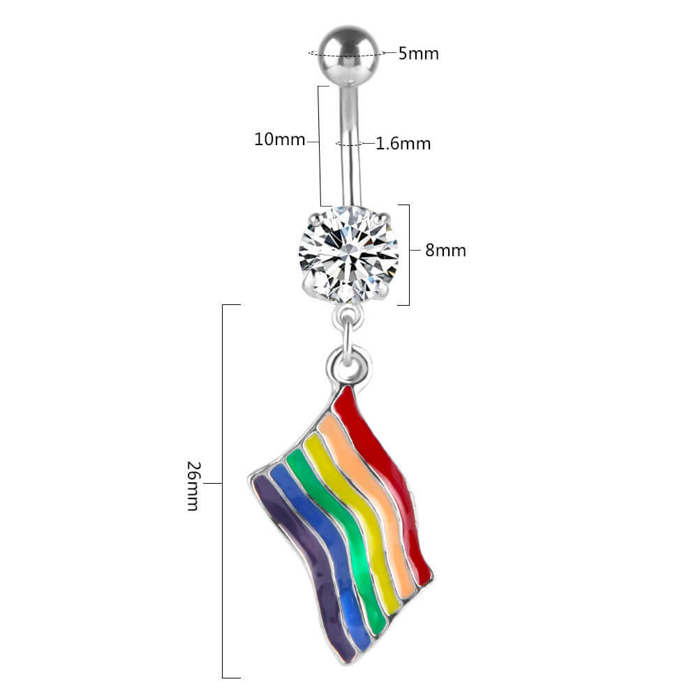 Colorful Flag Pendant Belly Rings - Trendy Navel Jewelry for Women | C248 | Perfect for Parties, Festivals & Body Piercing Fashion