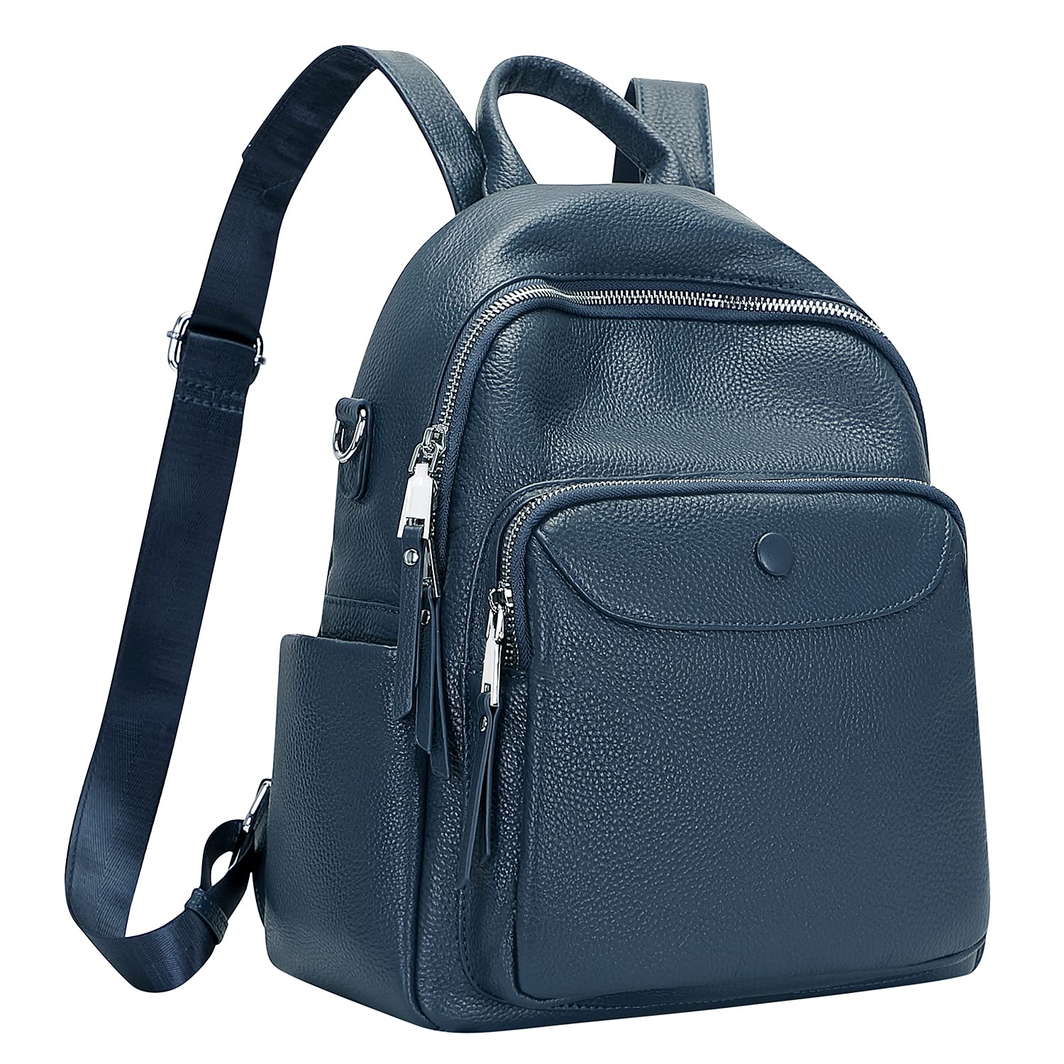 OVER EARTH Women's Genuine Leather Backpack Purse - Convertible Shoulder Bag for Women, Casual Daypack (O604E Blue) - Perfect for Work, Travel & Daily Commute
